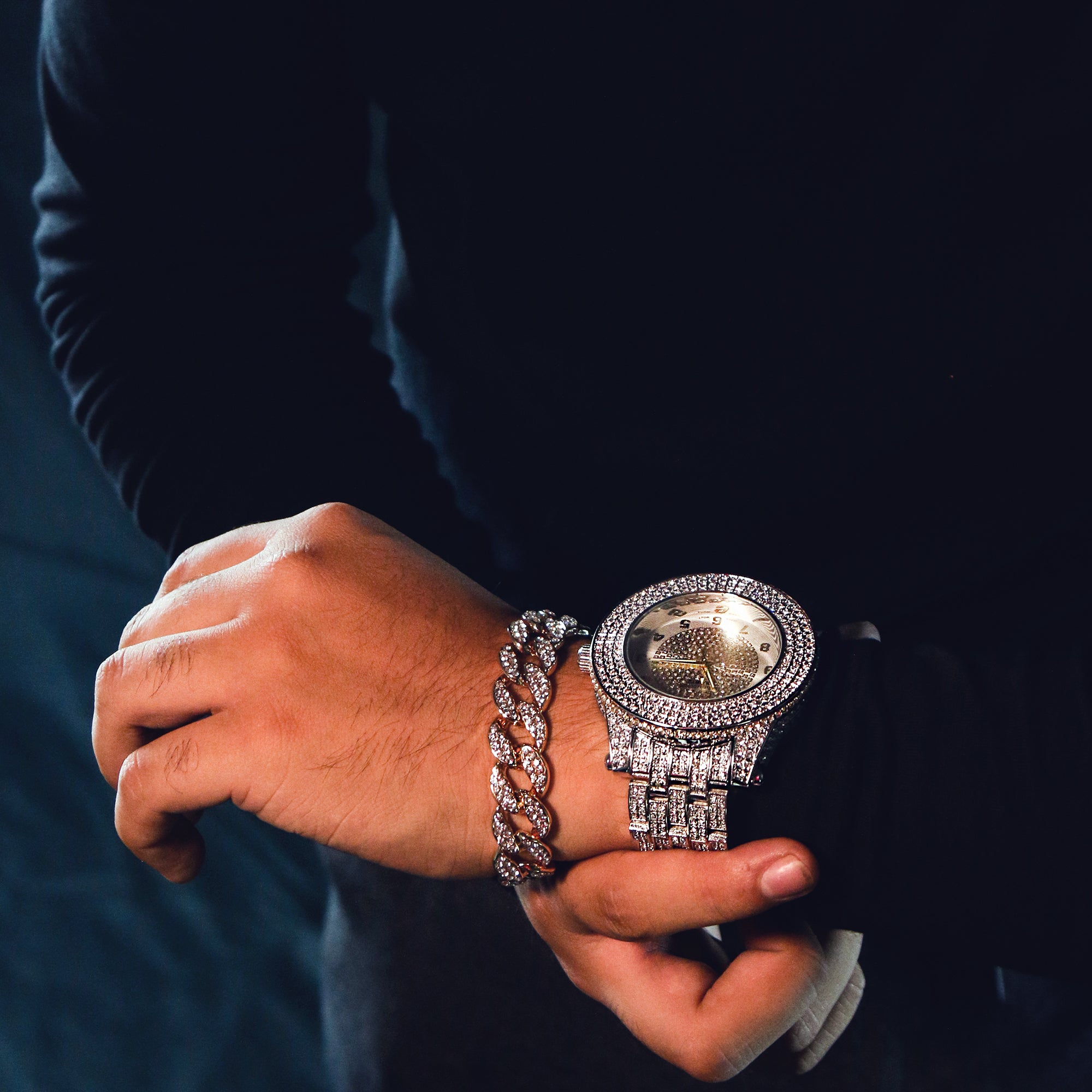 SST1 White Gold Iced Out / Quartz Techno KING Watch