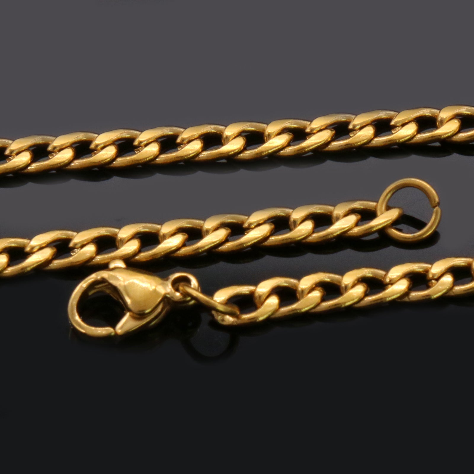 4pcs L Green Buddha Pendants 3mm 24 x 30" Gold SST Cuban Chain