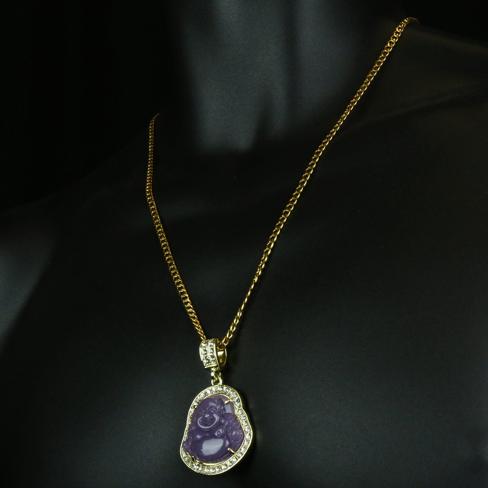 Light Purple Buddha w/ 3mm 24" SST Cuban Chain