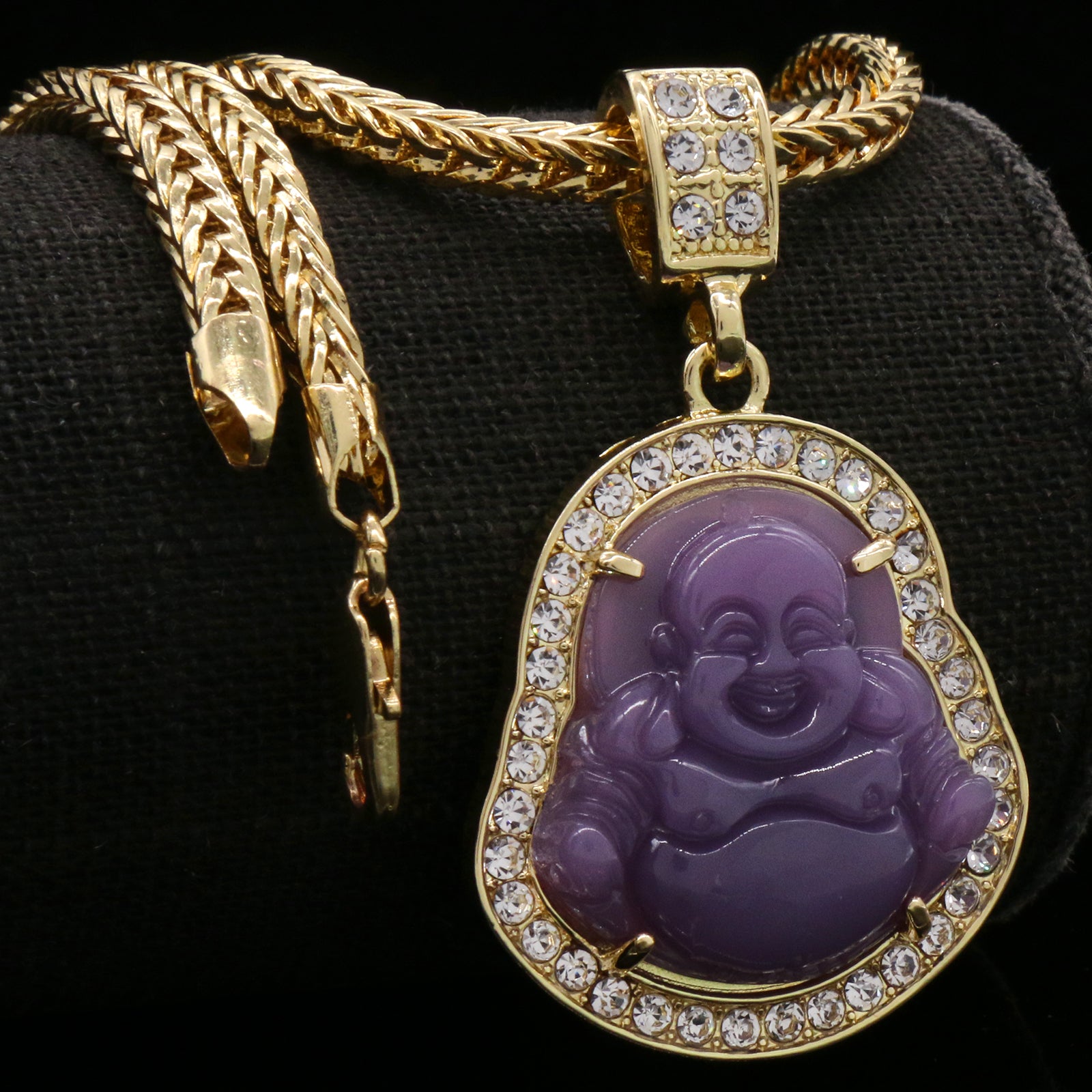 Light Purple Buddha Pendant w/ 4mm 24" Franco Chain