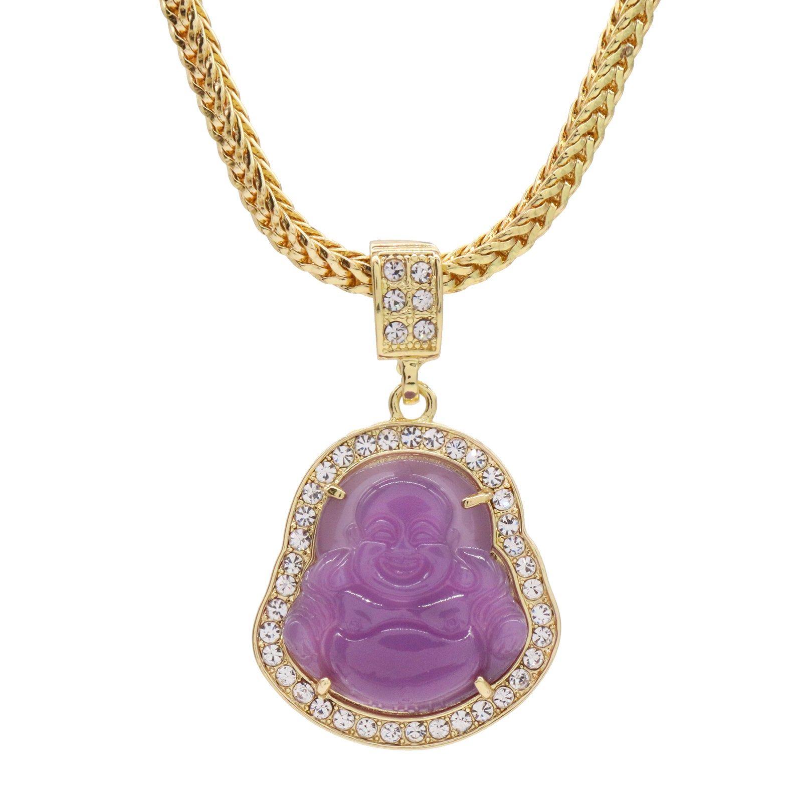 Light Purple Buddha Pendant w/ 4mm 24" Franco Chain