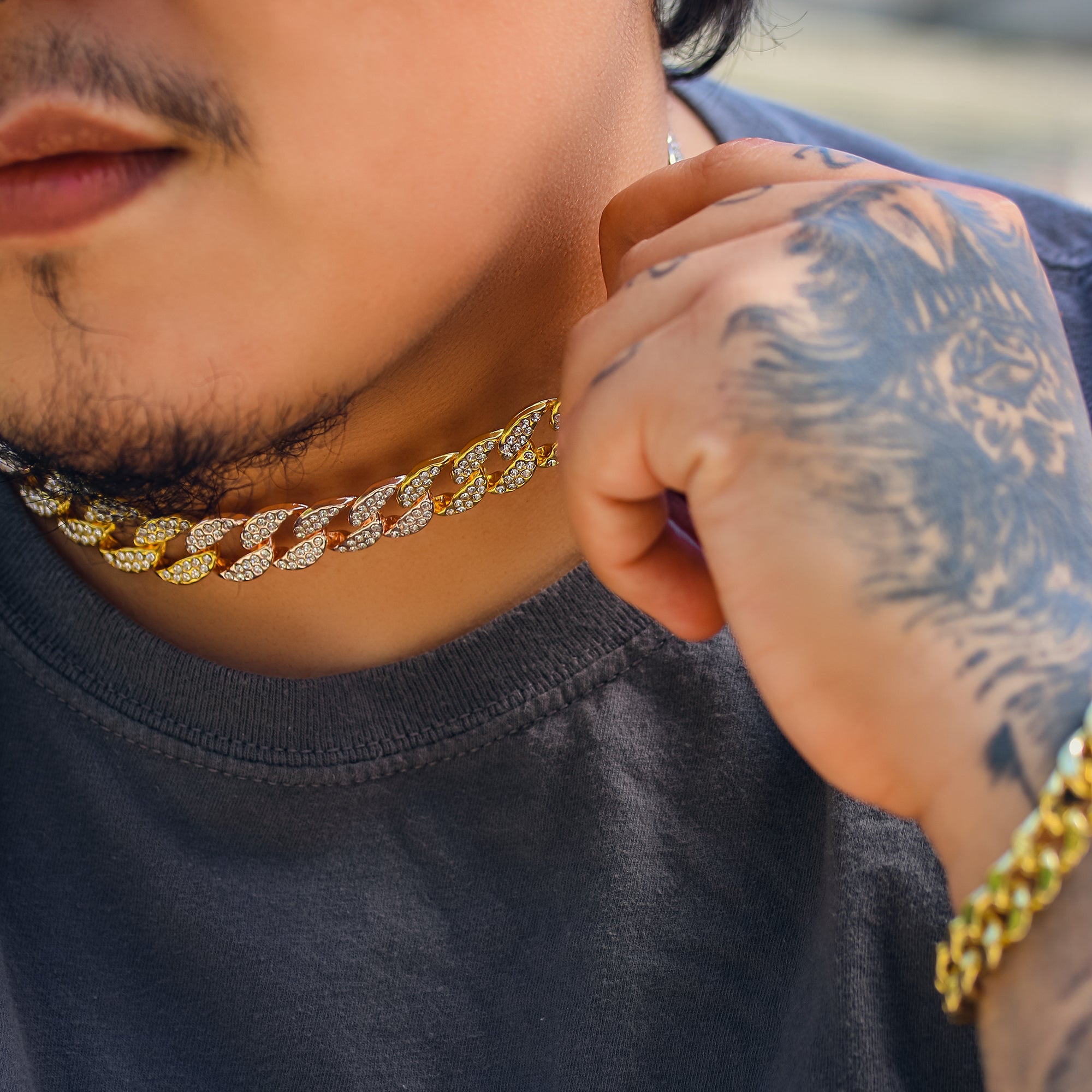Multicolor Fully Cz Cuban Chain 18" Inches