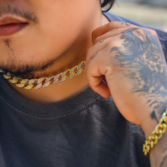 Multicolor Fully Cz Cuban Chain 18" Inches