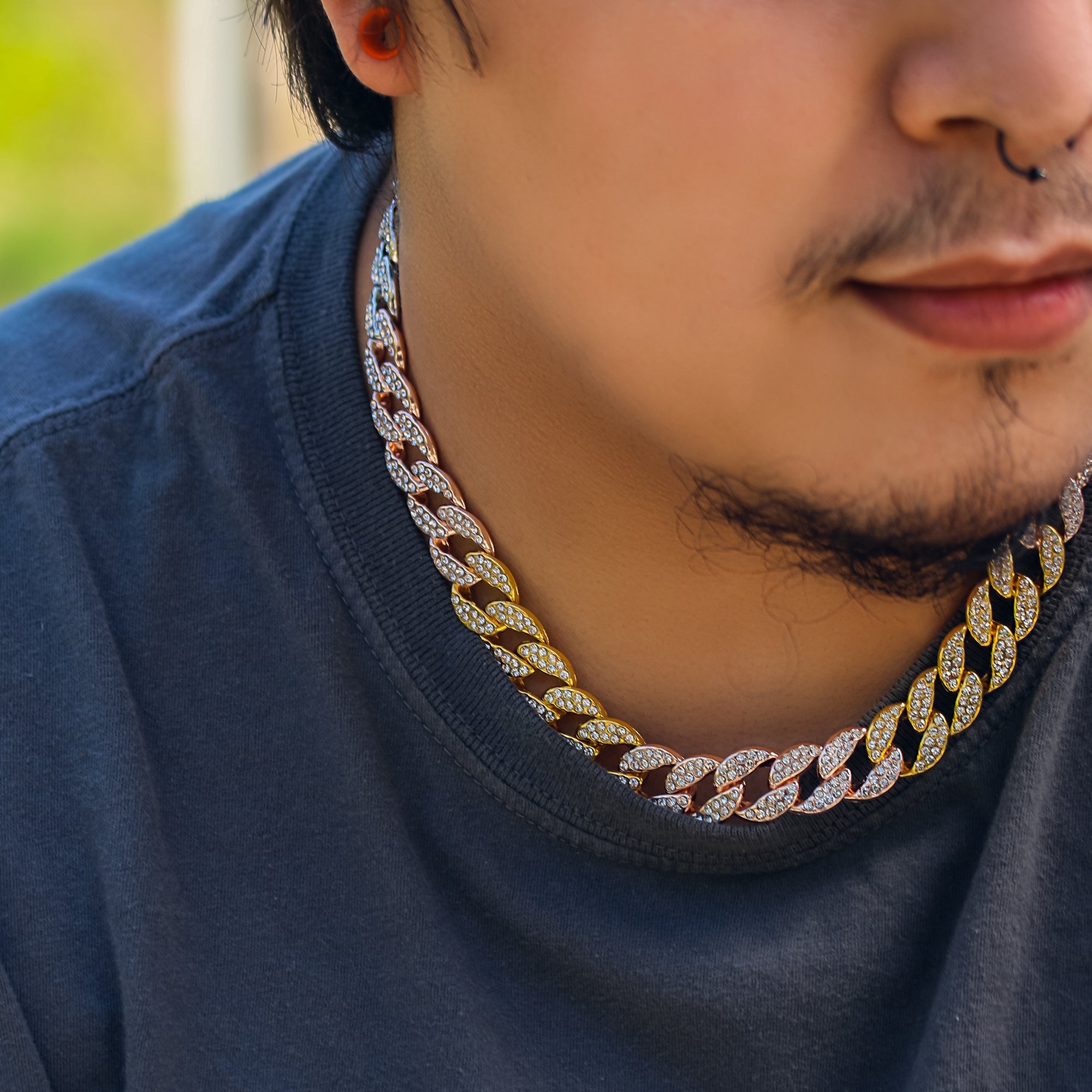 Multicolor Fully Cz Cuban Chain 20" Inches