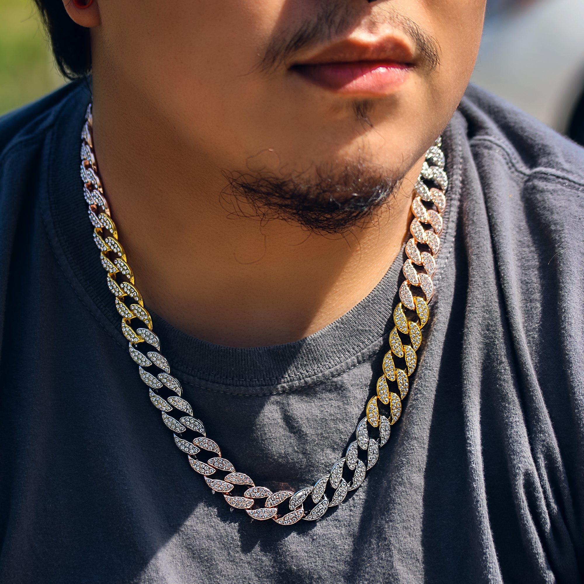 Multicolor Fully Cz Cuban Chain 24" Inches