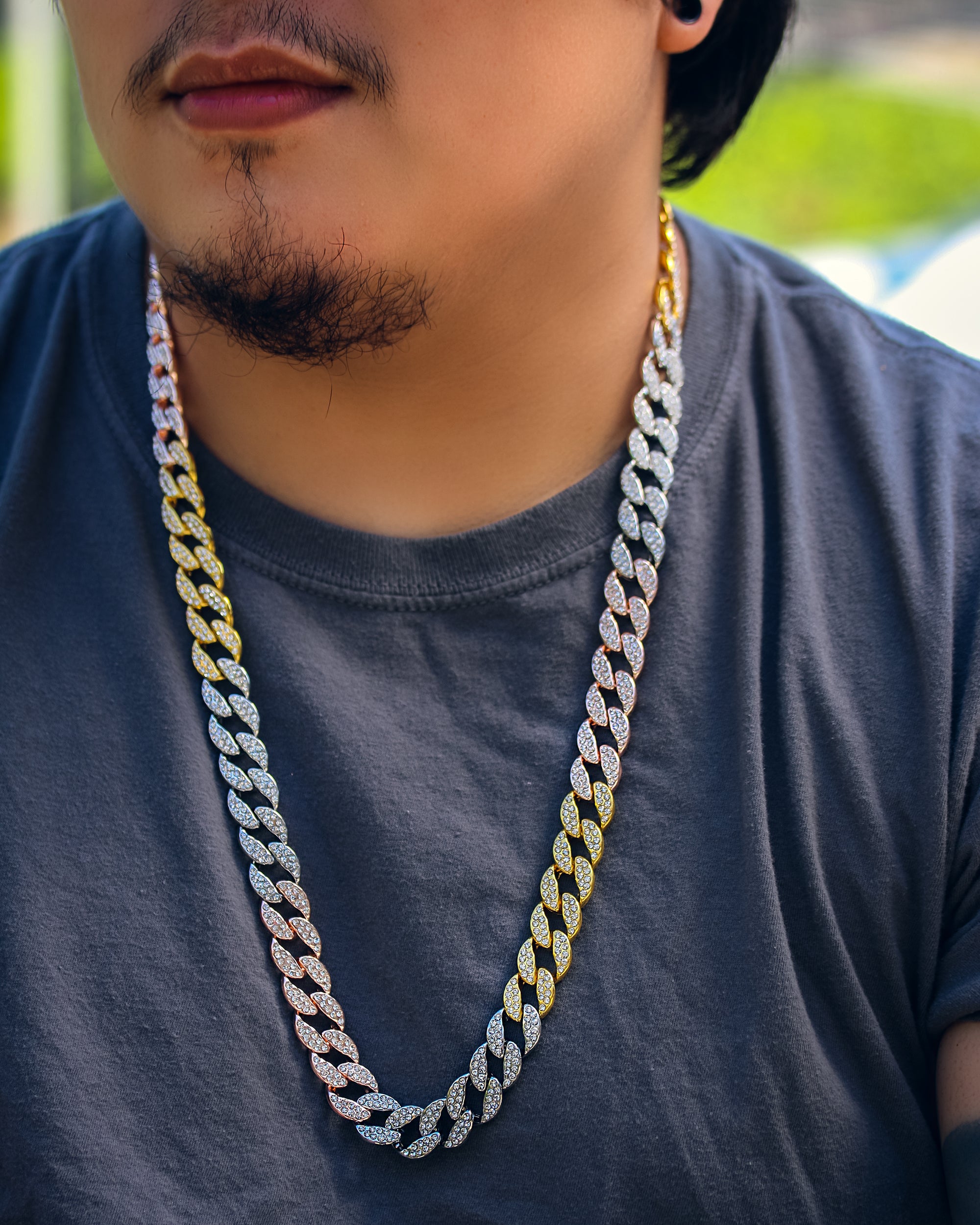 Multicolor Fully Cz Cuban Chain 30" Inches
