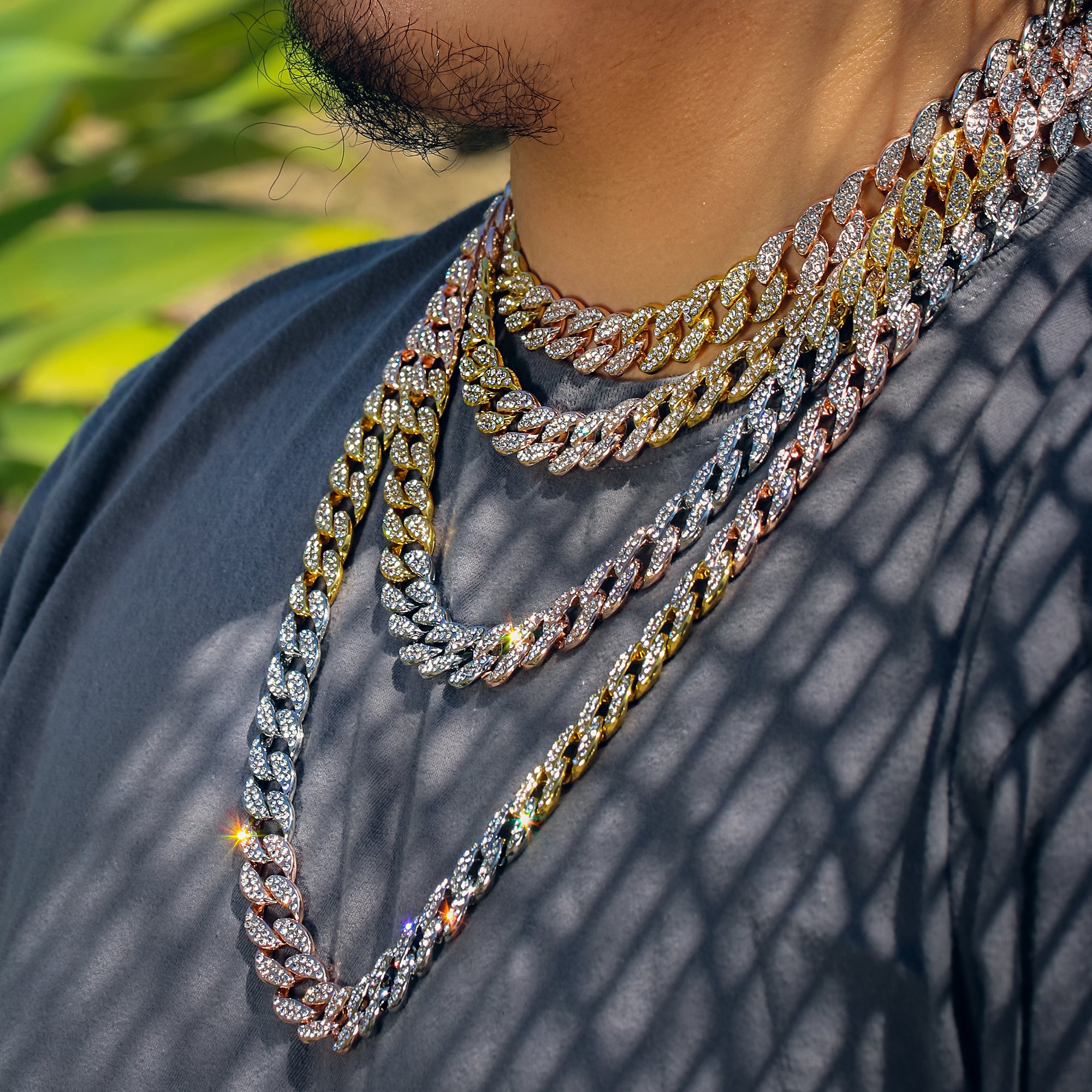 Multicolor Fully Cz Cuban Chain 30" Inches