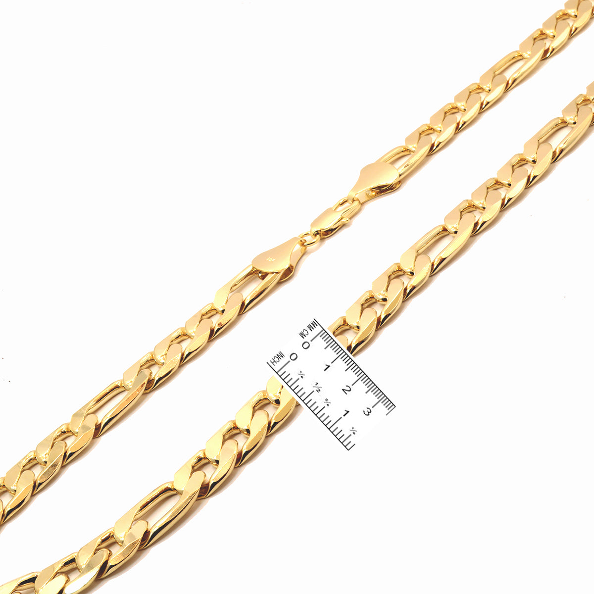 14K GOLD FINISH 30'' INCH 12MM WIDE FIGARO LINK CHAIN NECKLACE 24"/30"/9"