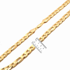 14K GOLD FINISH 30'' INCH 12MM WIDE FIGARO LINK CHAIN NECKLACE  24"/30"/9"