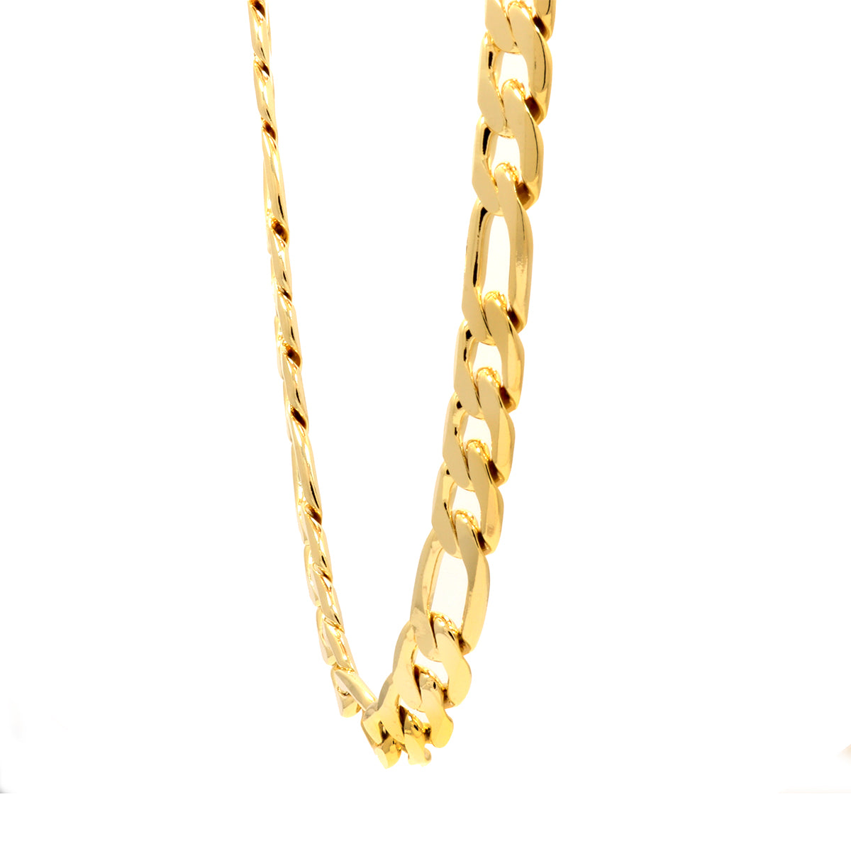 14K GOLD FINISH 30'' INCH 12MM WIDE FIGARO LINK CHAIN NECKLACE 24"/30"/9"