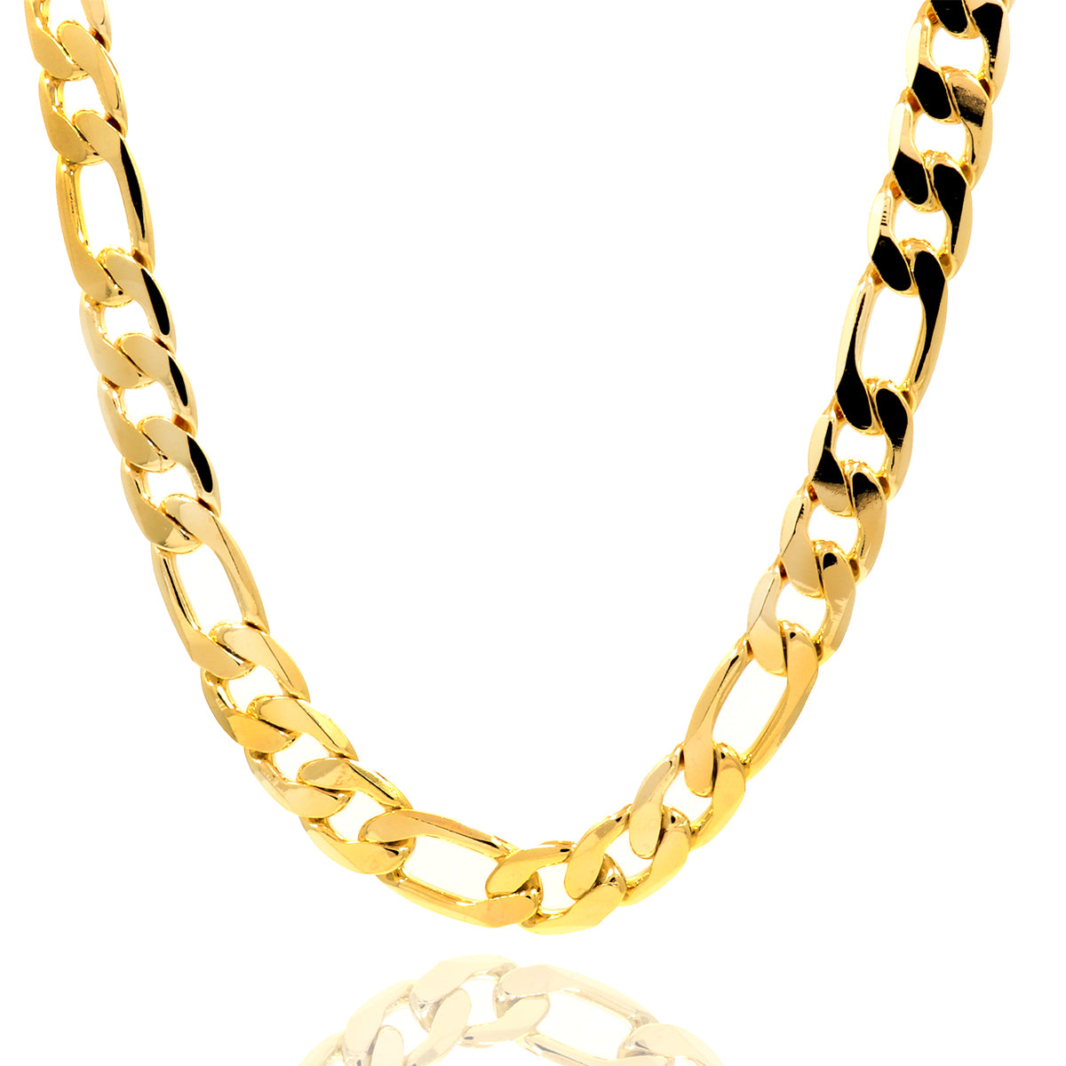 14K GOLD FINISH 30'' INCH 12MM WIDE FIGARO LINK CHAIN NECKLACE 24"/30"/9"