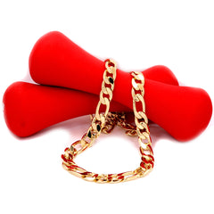 14K GOLD FINISH 30'' INCH 12MM WIDE FIGARO LINK CHAIN NECKLACE  24"/30"/9"