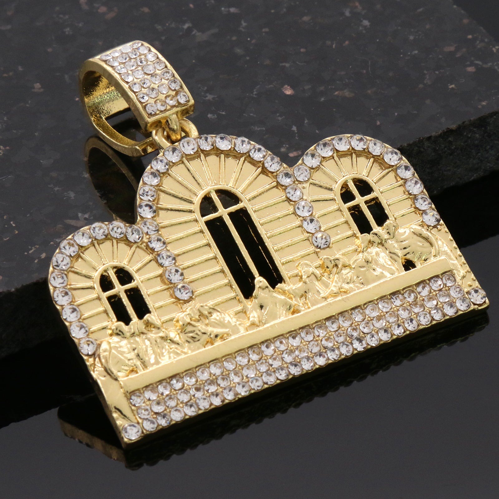 Cz Last Supper Temple Pendant 24"Inch 4mm Rope Chain