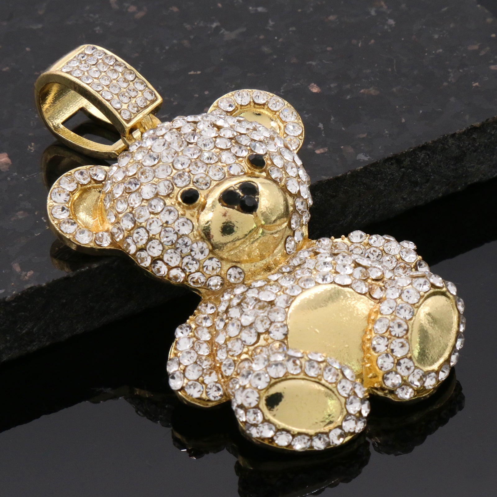 Cz Teddy Bear Pendant 24"Inch 4mm Rope Chain