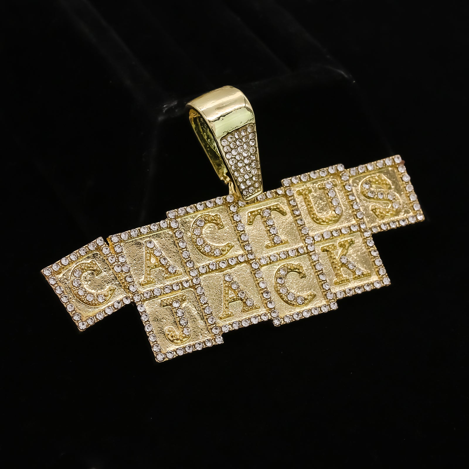 Cactus Cubes letter Cz 4 Pcs Set Puffy Mariner Spike Chain, Tennis Chain & Miami Cuban Chain Bundle Gold PT