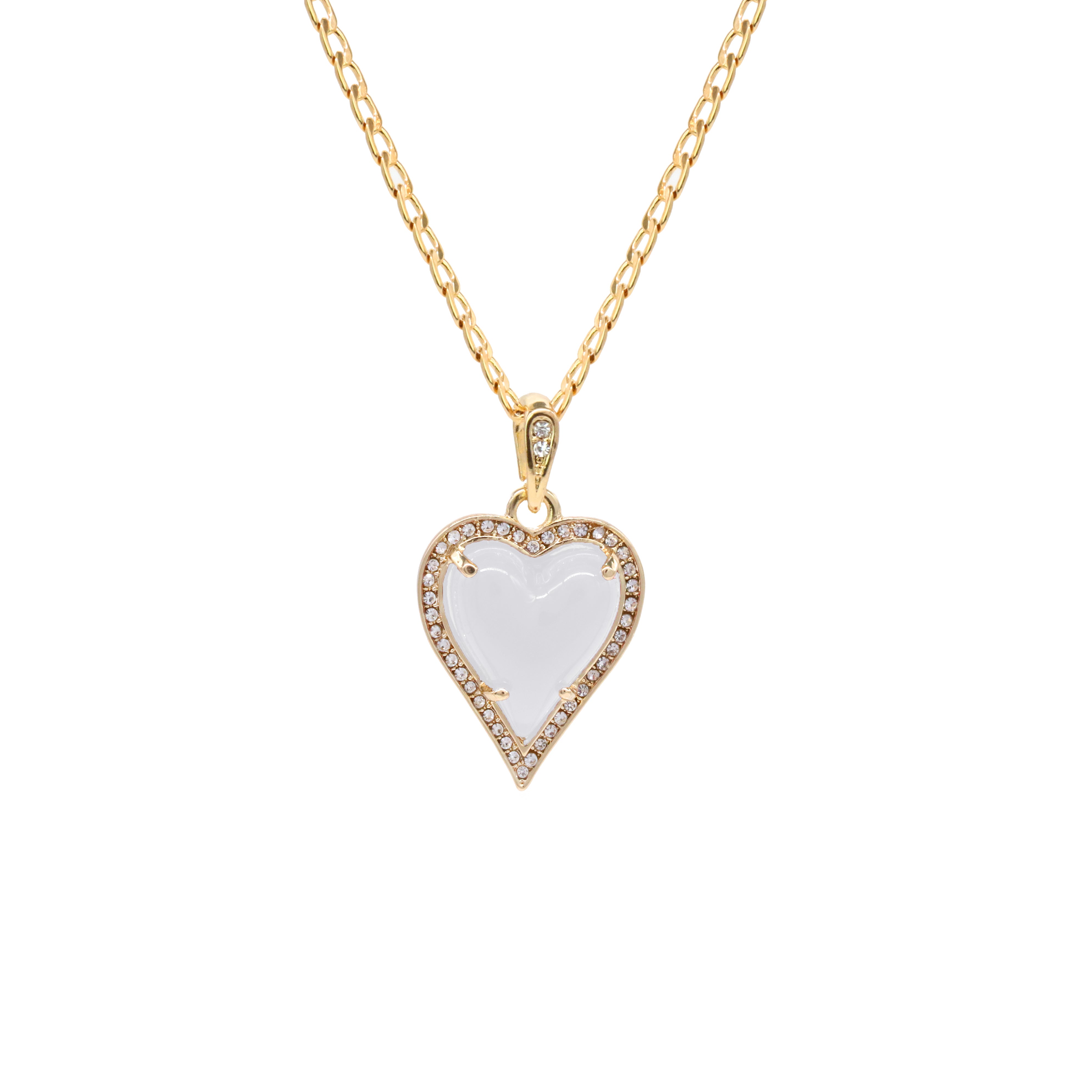 White Heart Women's Jade Chain Pendant Necklace