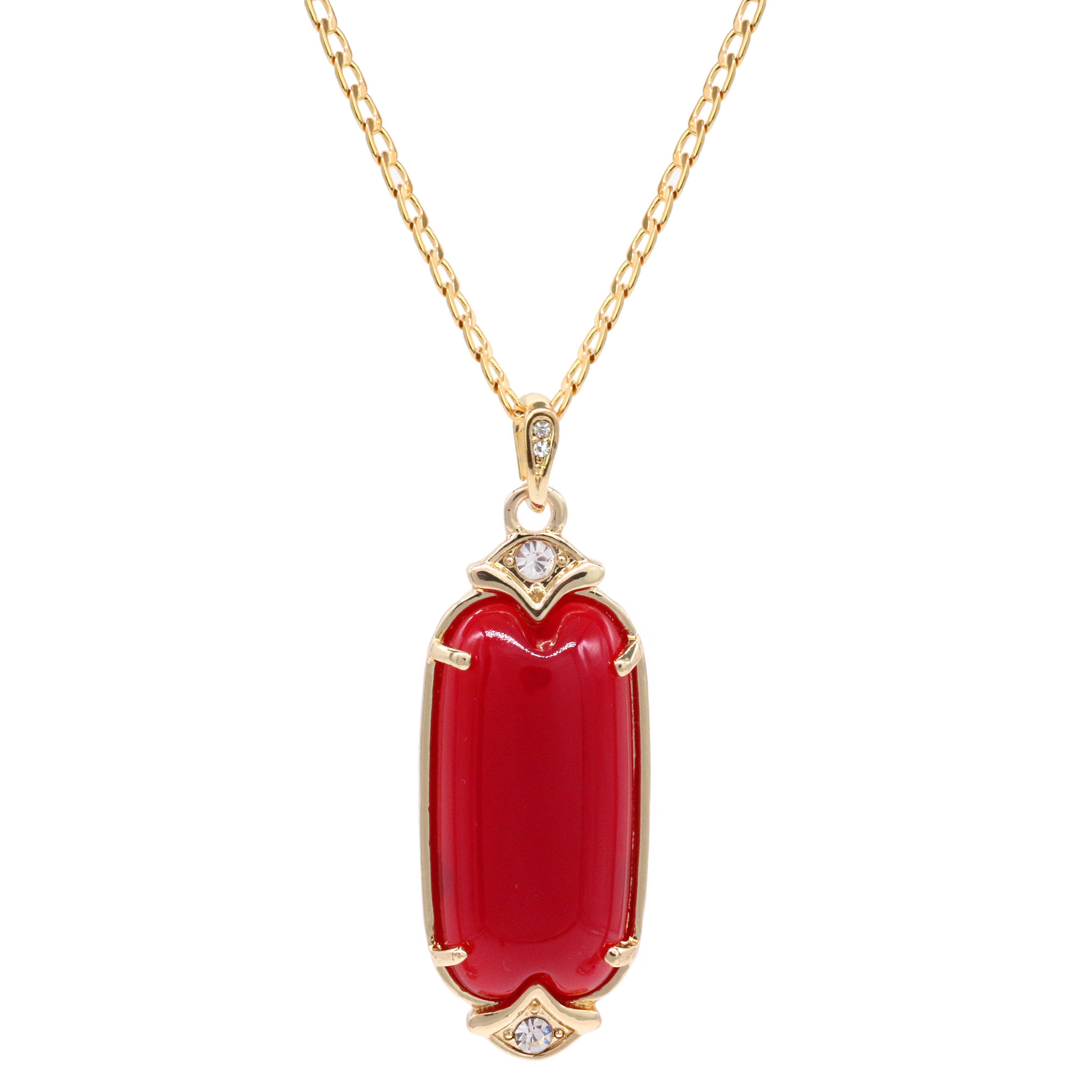 Red Cylinder Women's Jade Chain Pendant Necklace