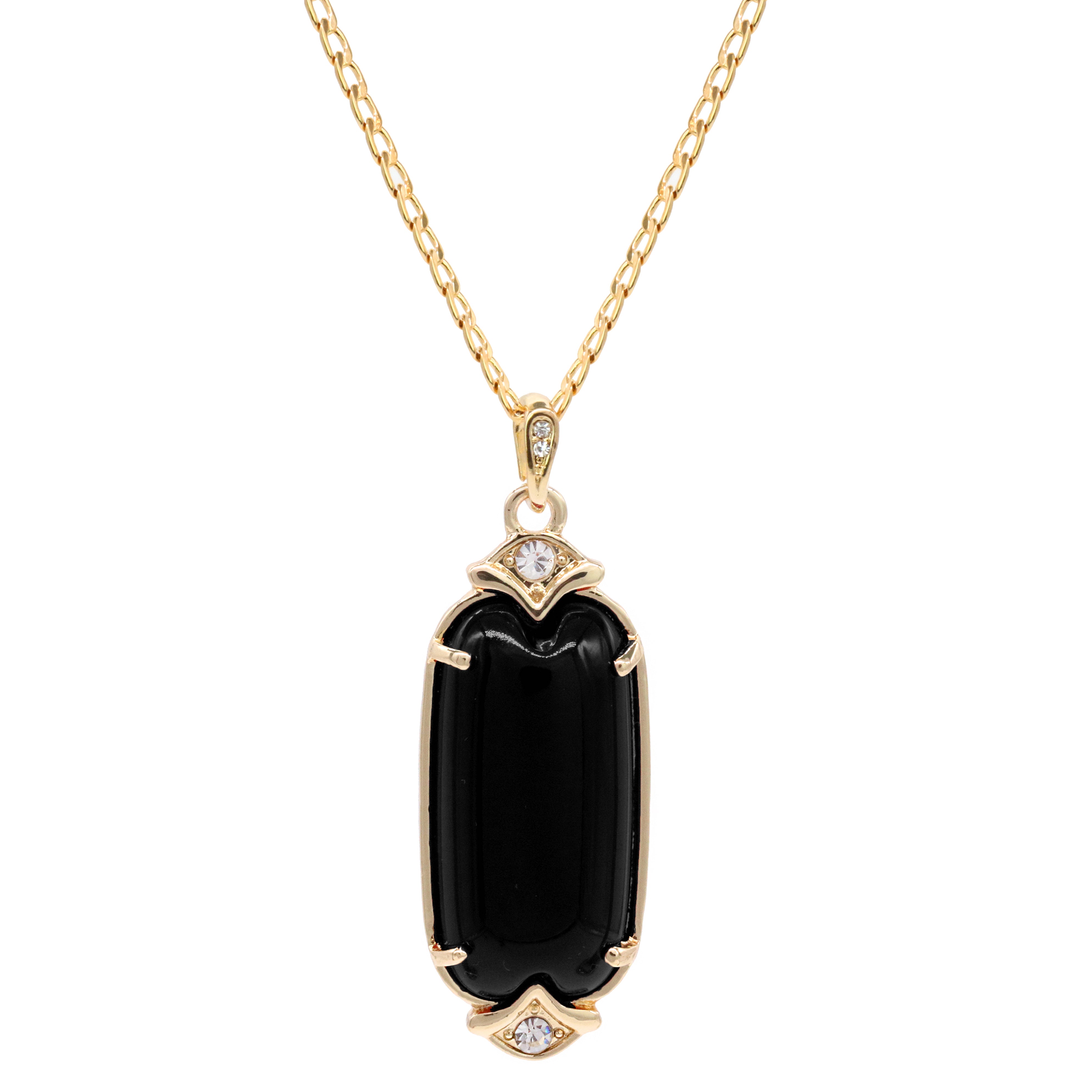 Black Cylinder Women's Jade Chain Pendant Necklace