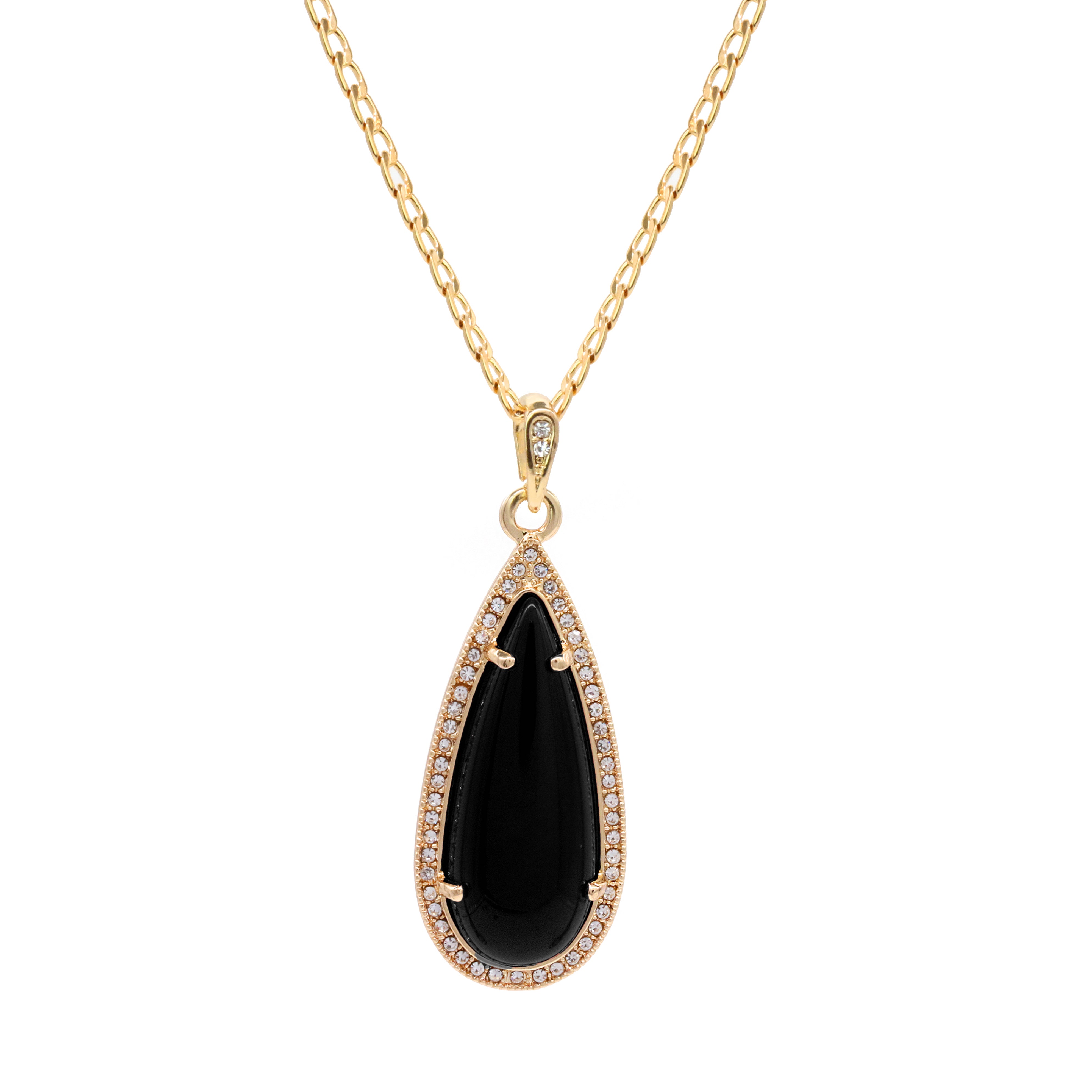 Black Tear Women's Jade Cuban Chain Pendant Necklace