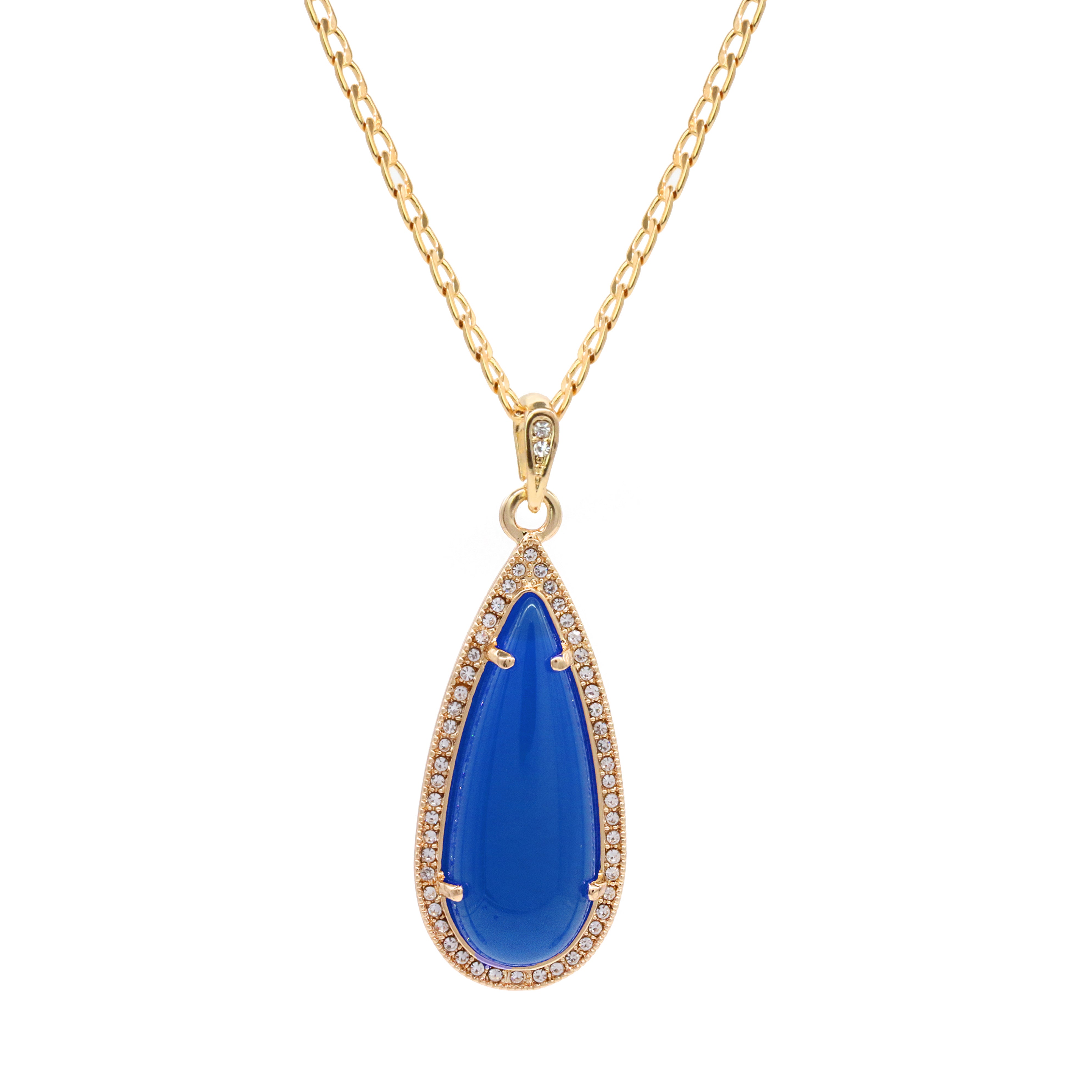 Blue Tear Women's Jade Cuban Chain Pendant Necklace