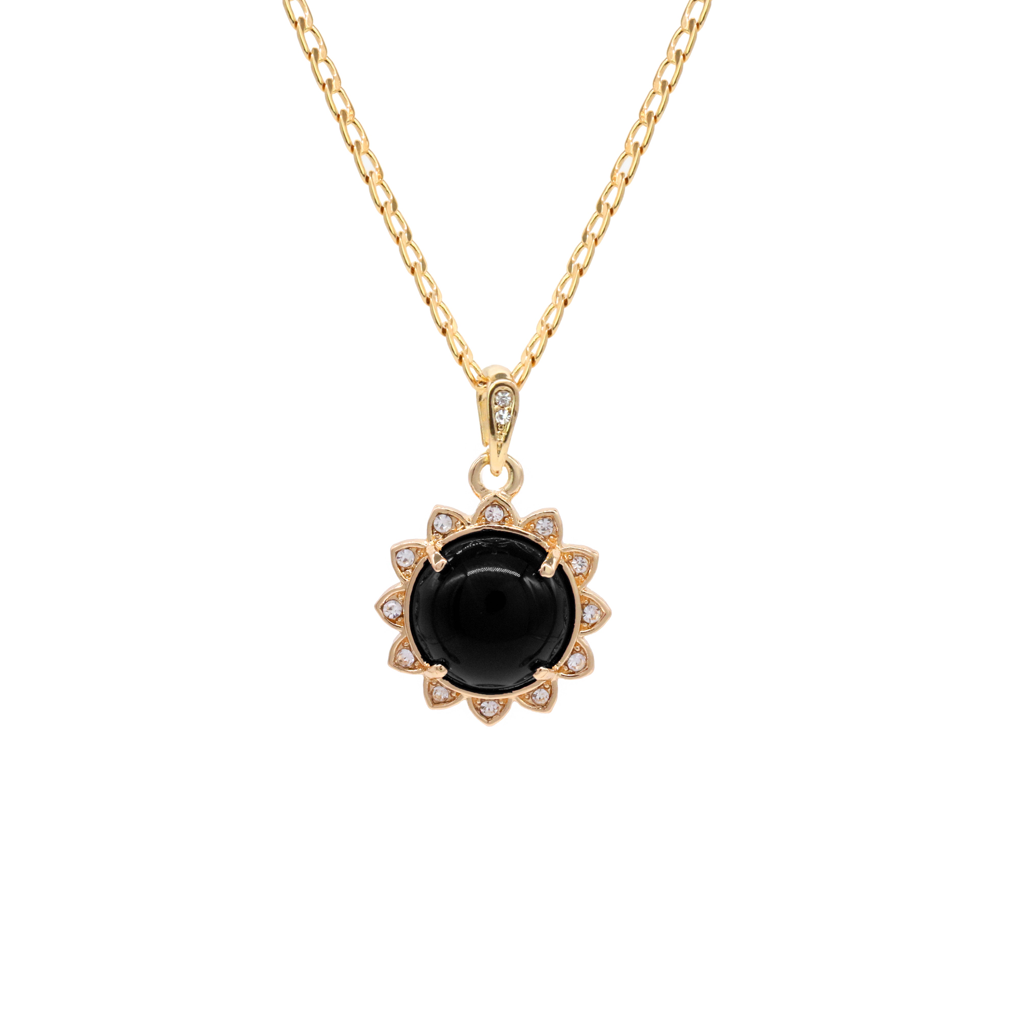 Black Round Women's Jade Chain Pendant Necklace
