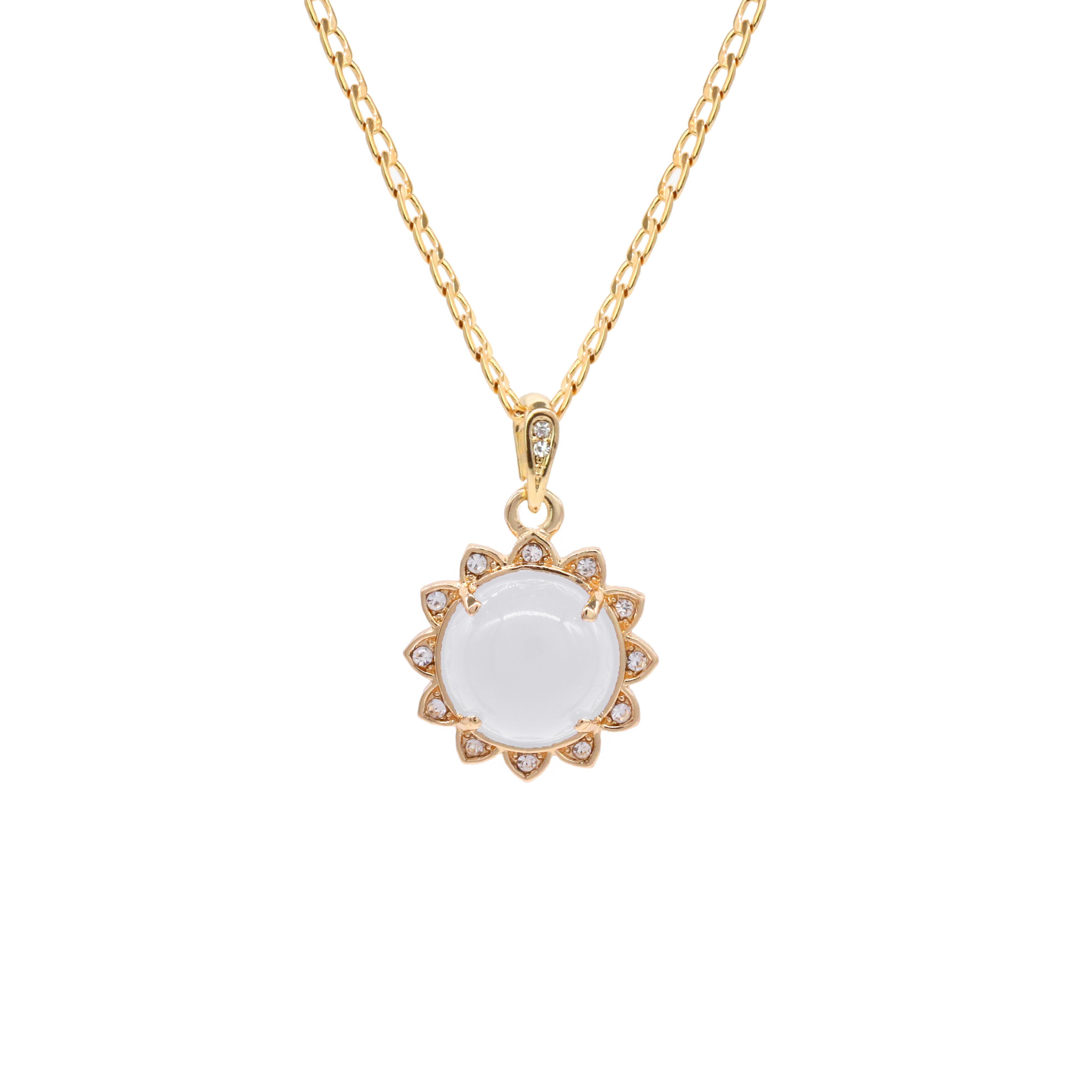 White Round Women's Jade Chain Pendant Necklace