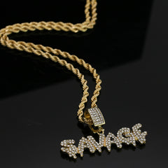 14k Gold Plated Hip-Hop Cz Savage Drip Pendant 20" Choker Rope Chain Necklace