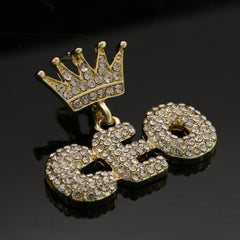 14k Gold Plated Hip-Hop Cz Crown CEO Pendant 20" Choker Rope Chain Necklace