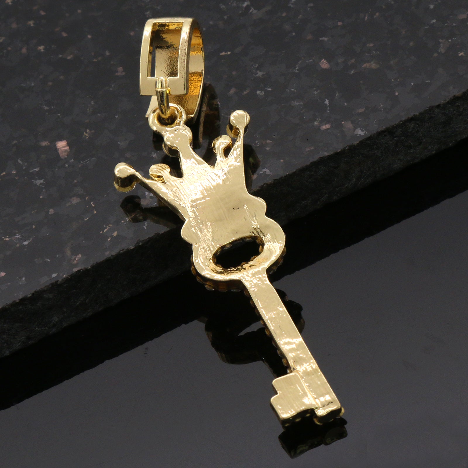 Cz Crown Key Pendant 24"Inch 4mm Rope Chain