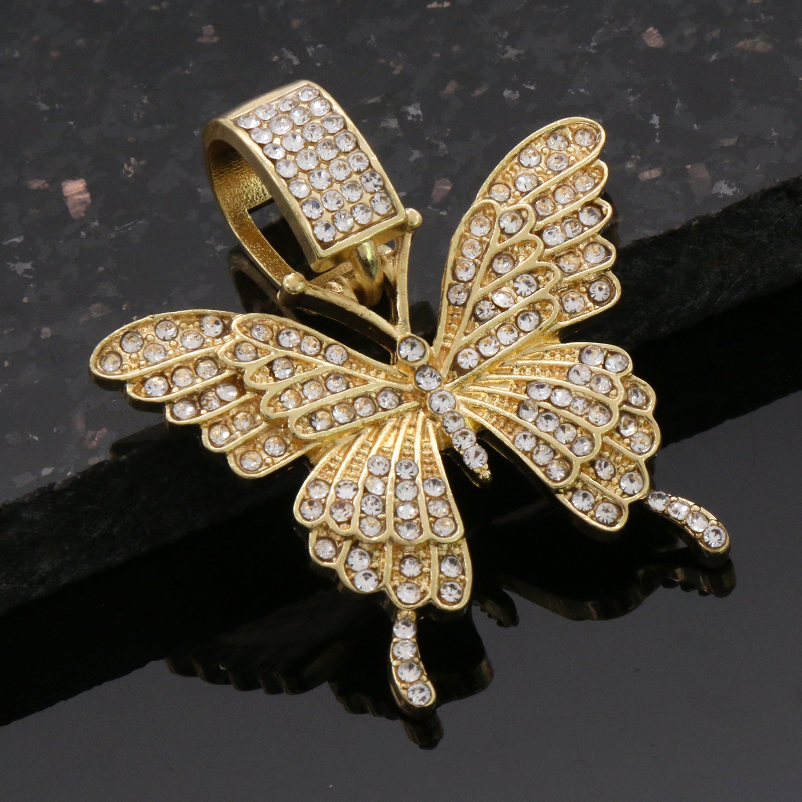 Cz Butterfly Pendant 24"Inch 4mm Rope Chain