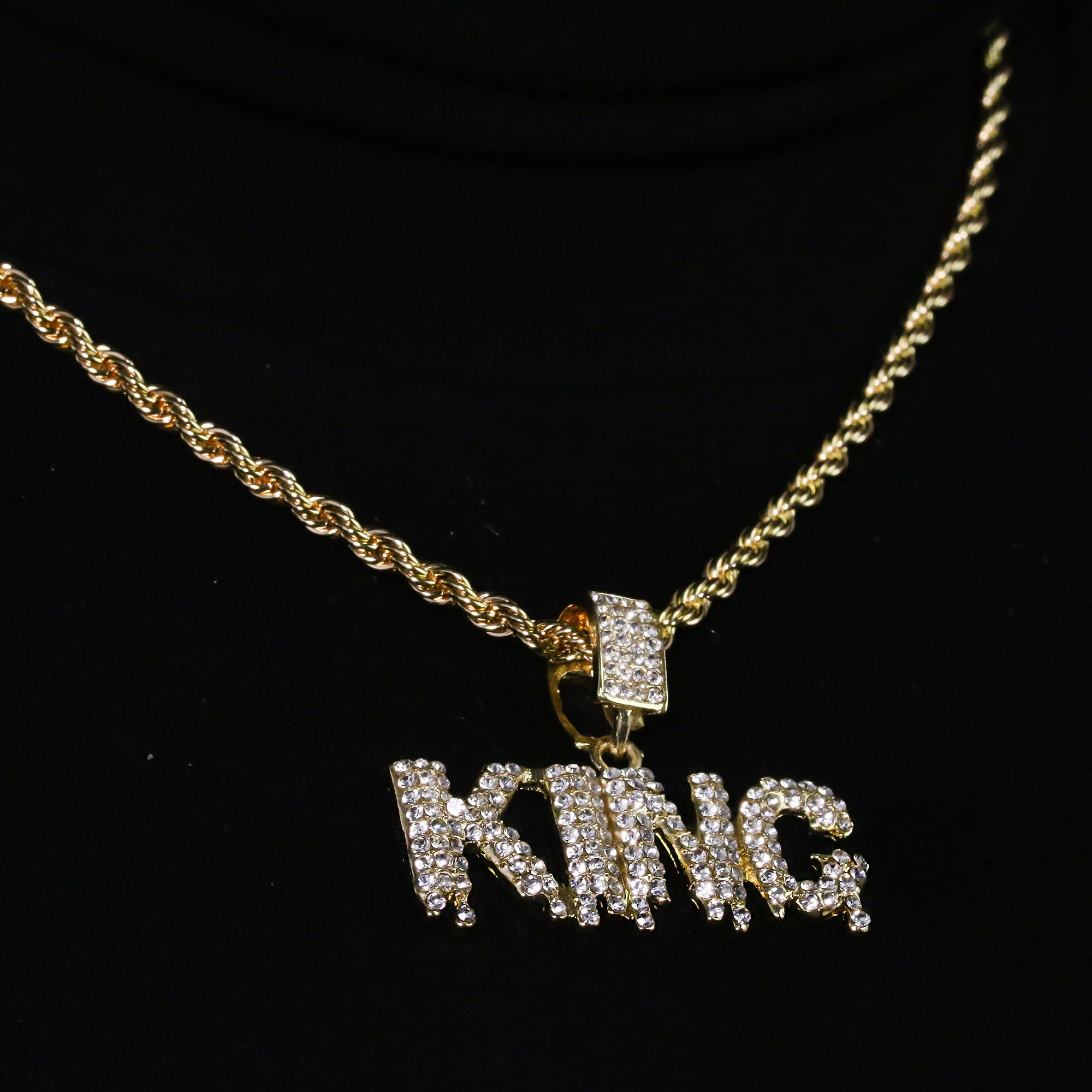 14k Gold Plated Hip-Hop Cz King Drip Pendant 20" Choker Rope Chain Necklace