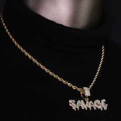 14k Gold Plated Hip-Hop Cz Savage Drip Pendant 20" Choker Rope Chain Necklace