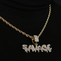 14k Gold Plated Hip-Hop Cz Savage Drip Pendant 20" Choker Rope Chain Necklace