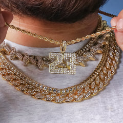 #23 Pendant 24" Rope Chain Men's 18k Gold Plated Jewelry