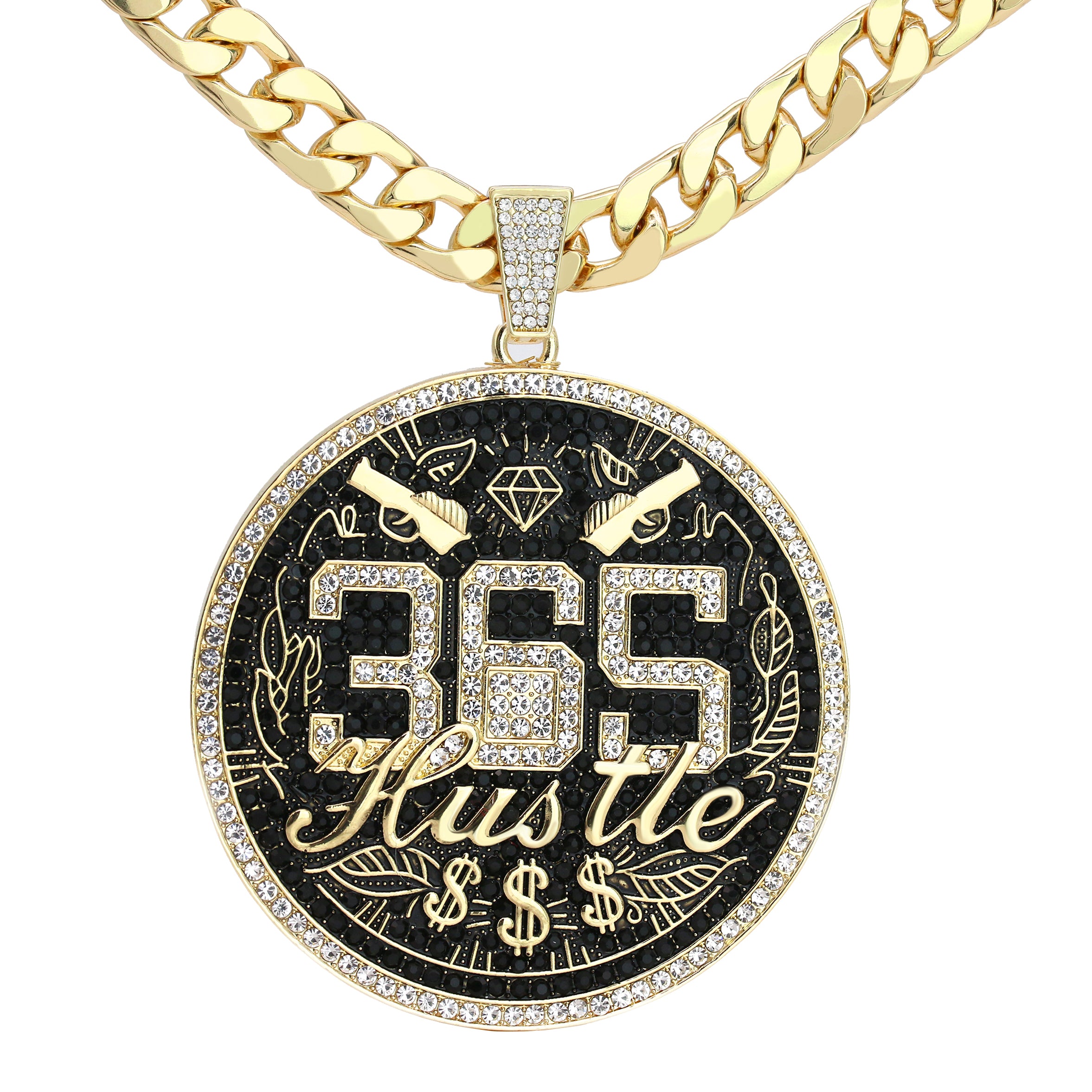 XXL 14k 365 Medallion Hustle Pendant 14mm Cuban Chain