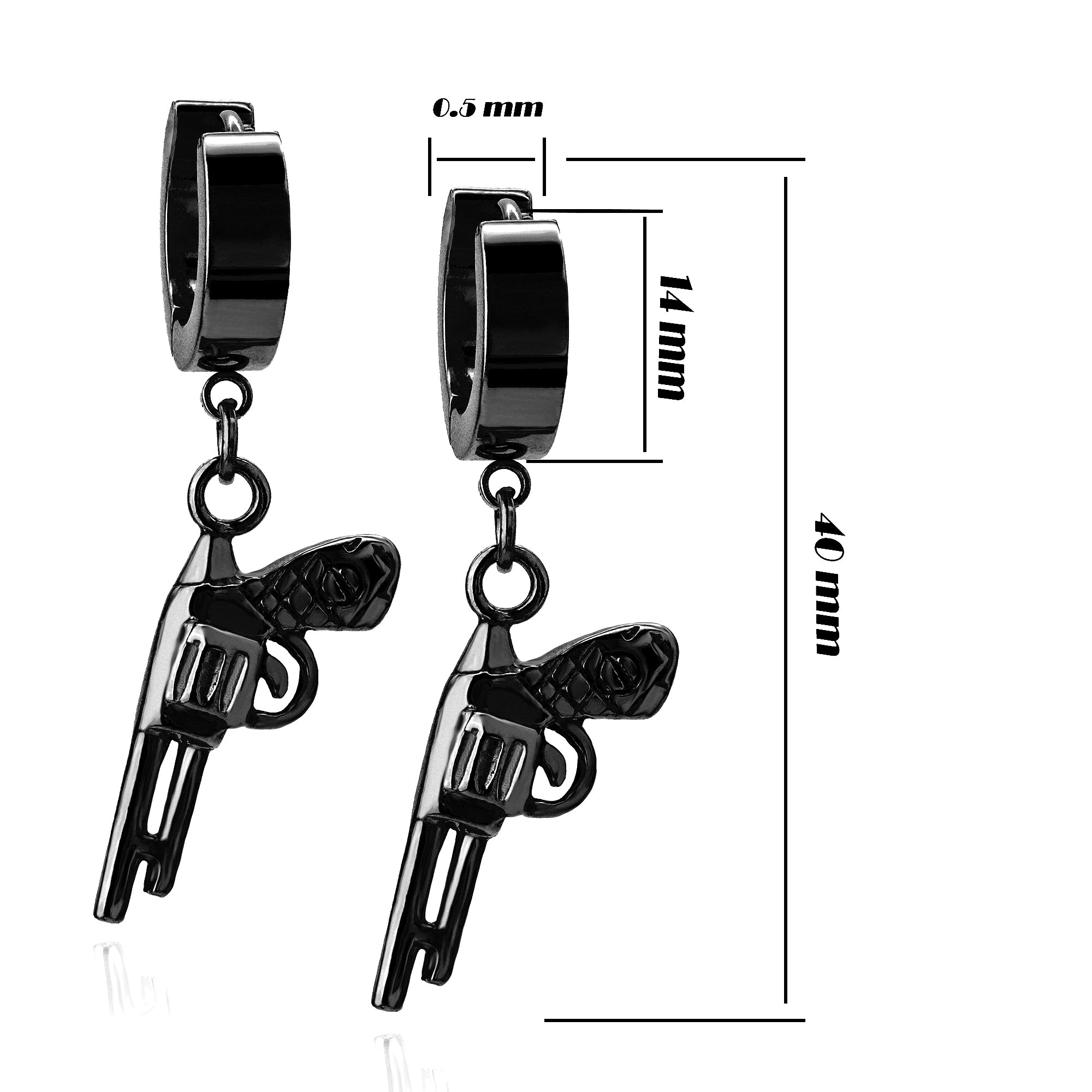 Revolver Hoop Earring Black Plated Stainless Steel