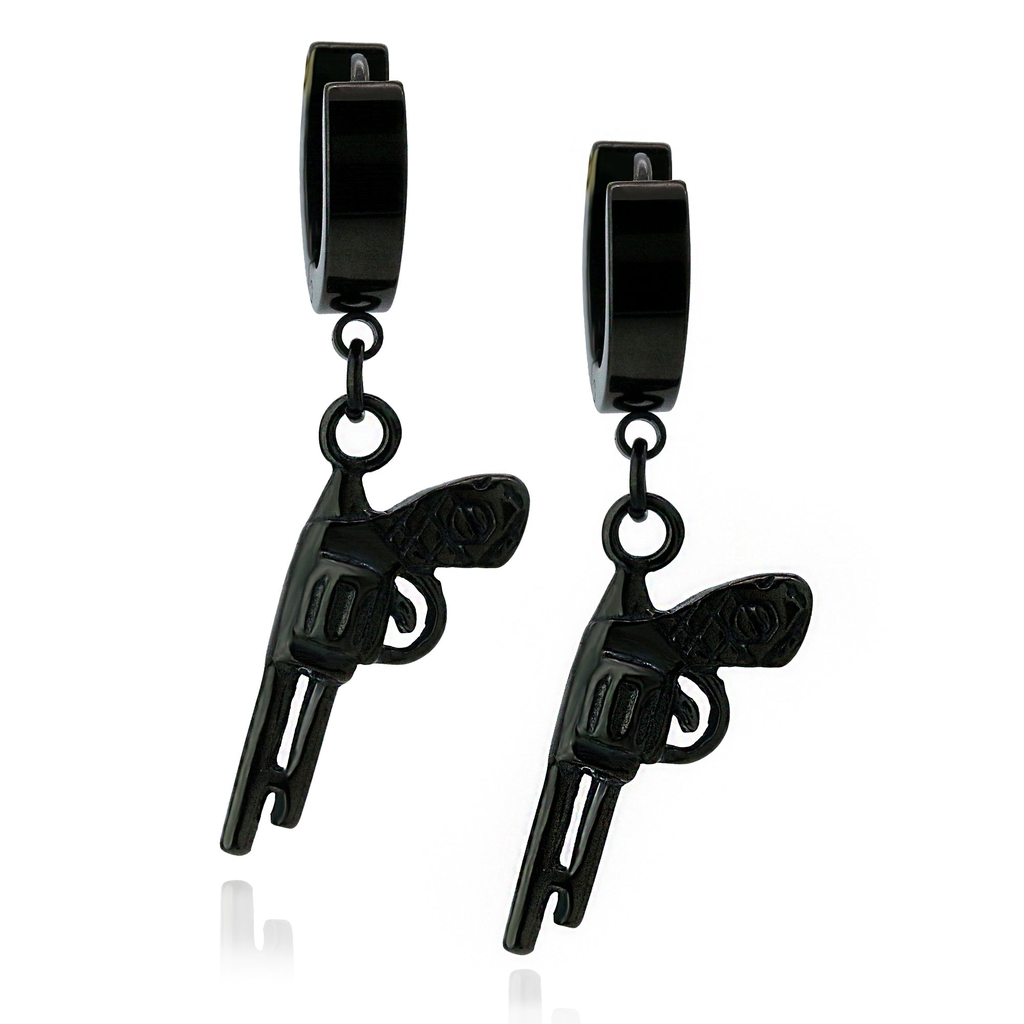Revolver Hoop Earring Black Plated Stainless Steel