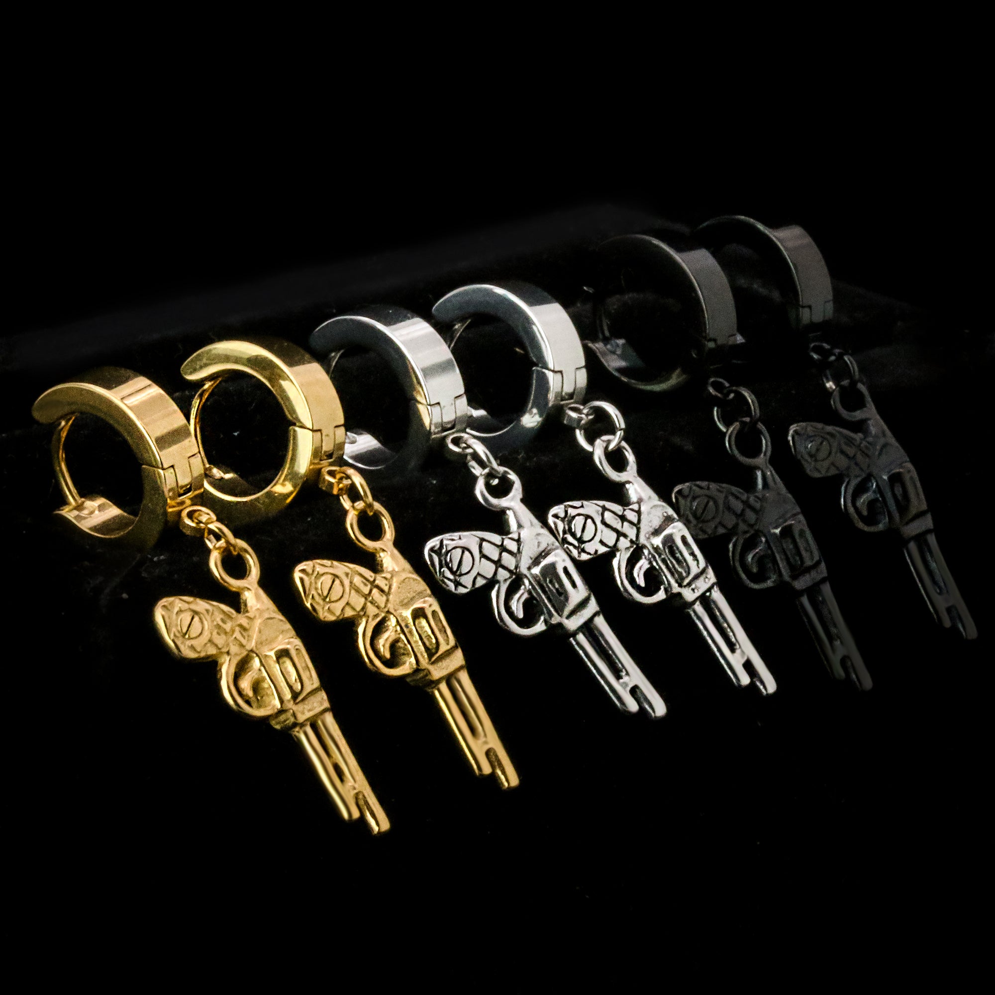 Revolver Hoop Earring Gold Stainless Steel
