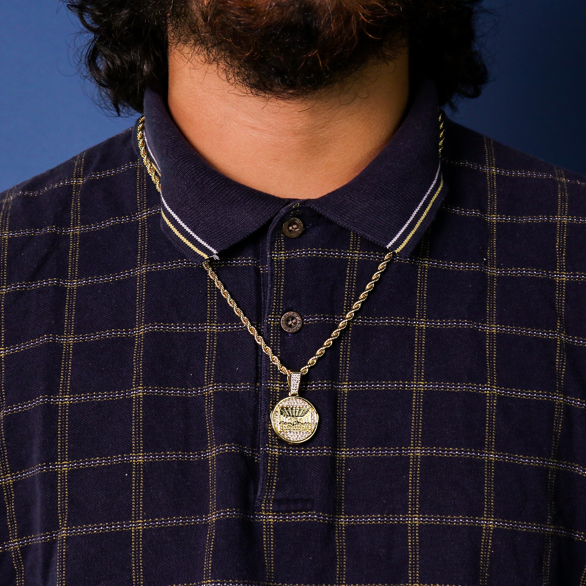 Last Supper Coin Pendant 24" Rope Chain Men's 18k Gold Plated Jewelry
