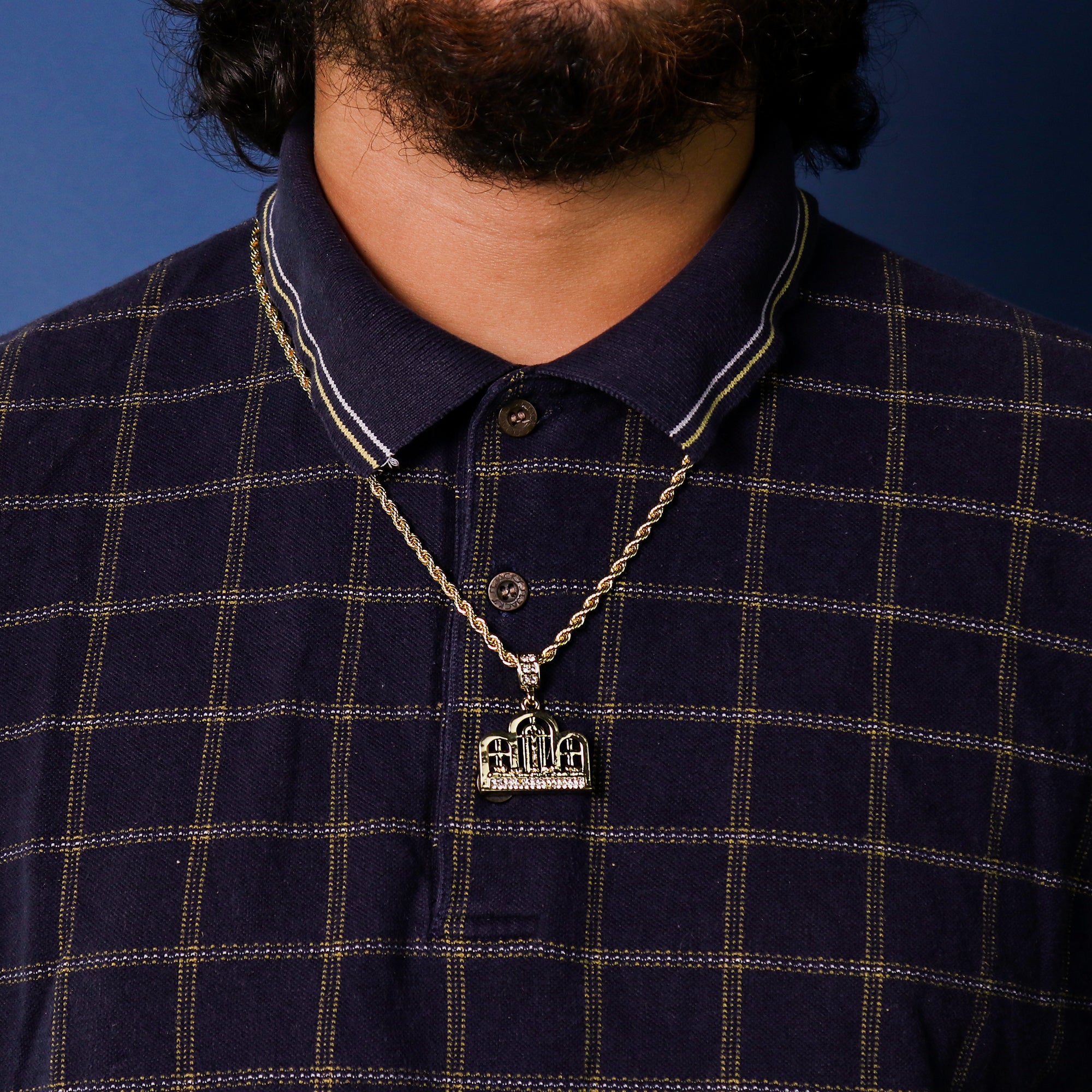 Last Supper Temple Pendant 24" Rope Chain Men's 18k Gold Plated Jewelry
