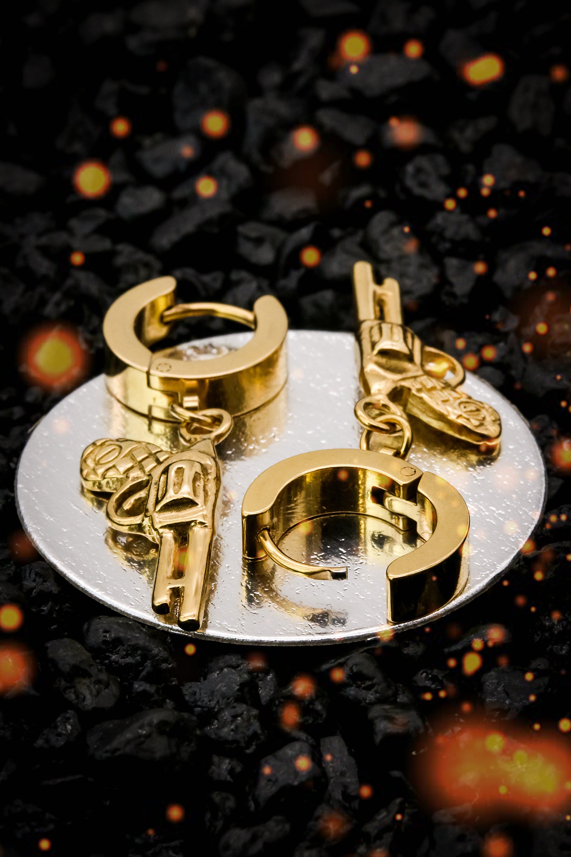 Revolver Hoop Earring Gold Stainless Steel