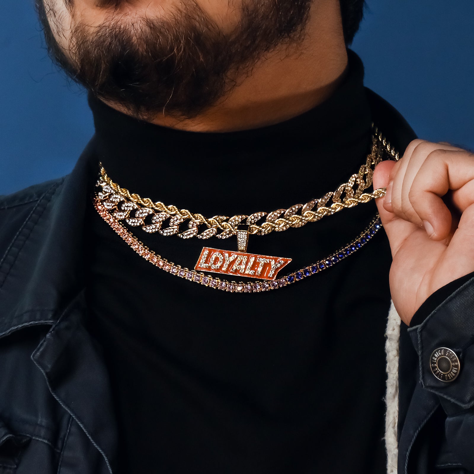 Loyalty 4 Pcs Set Cuban, Tennis & Rope Chain Bundle Gold PT