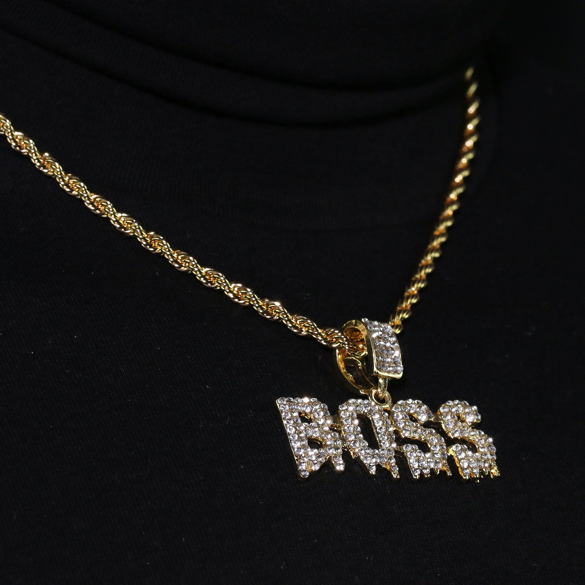 14k Gold Plated Hip-Hop Cz Drip Boss Pendant 20" Choker Rope Chain Necklace