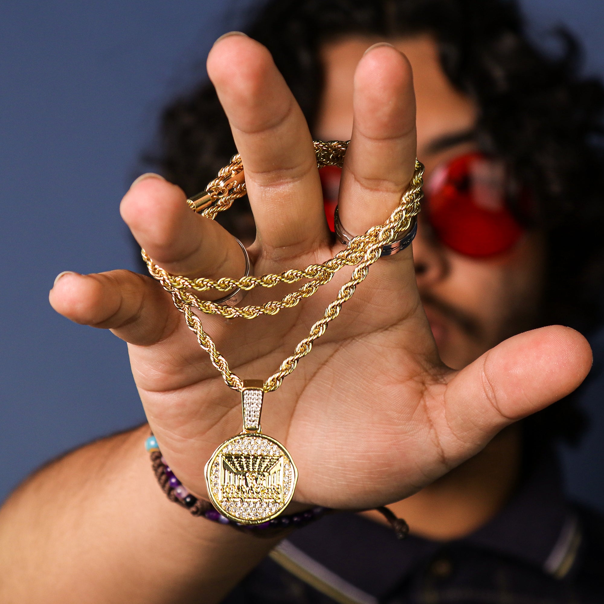 Last Supper Coin Pendant 24" Rope Chain Men's 18k Gold Plated Jewelry