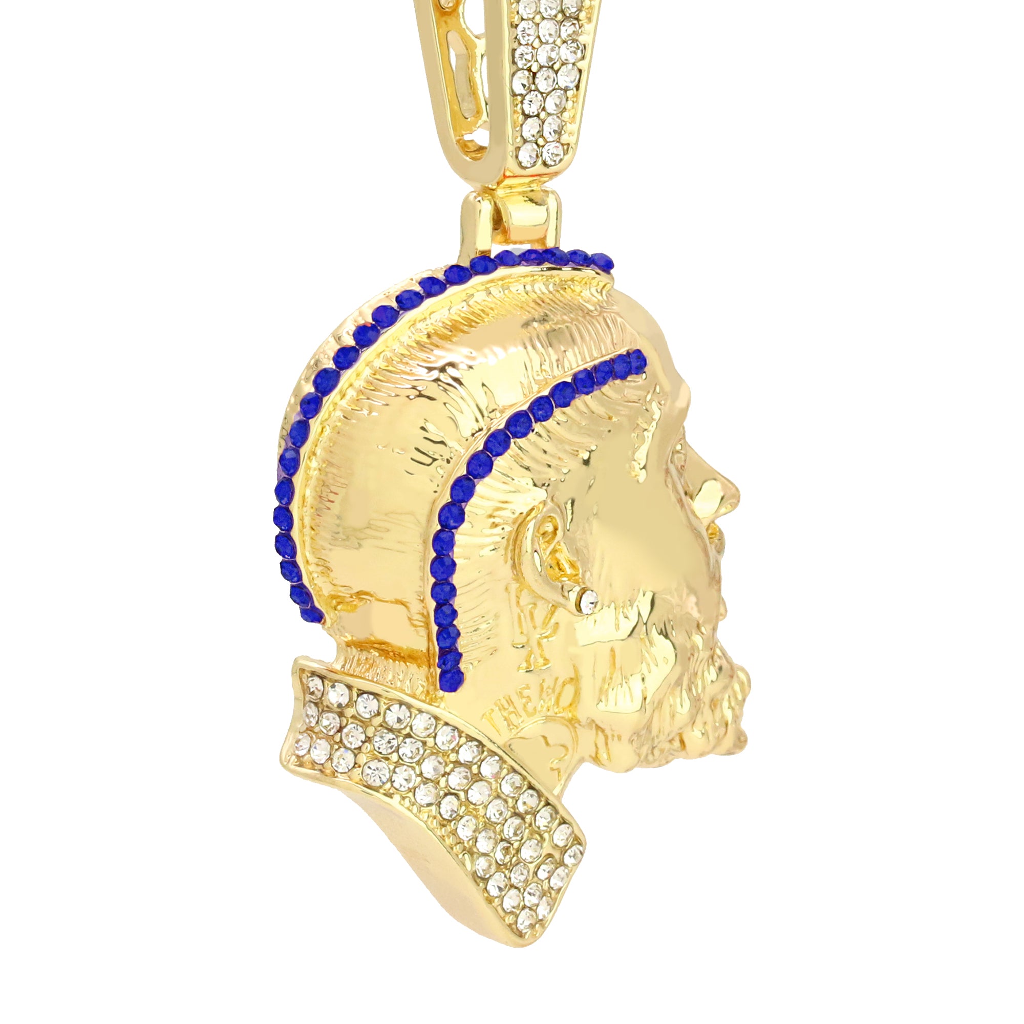 Iced Blue Hussle Pendant Only Jewelry Hip Hop Style 18k Gold Plated