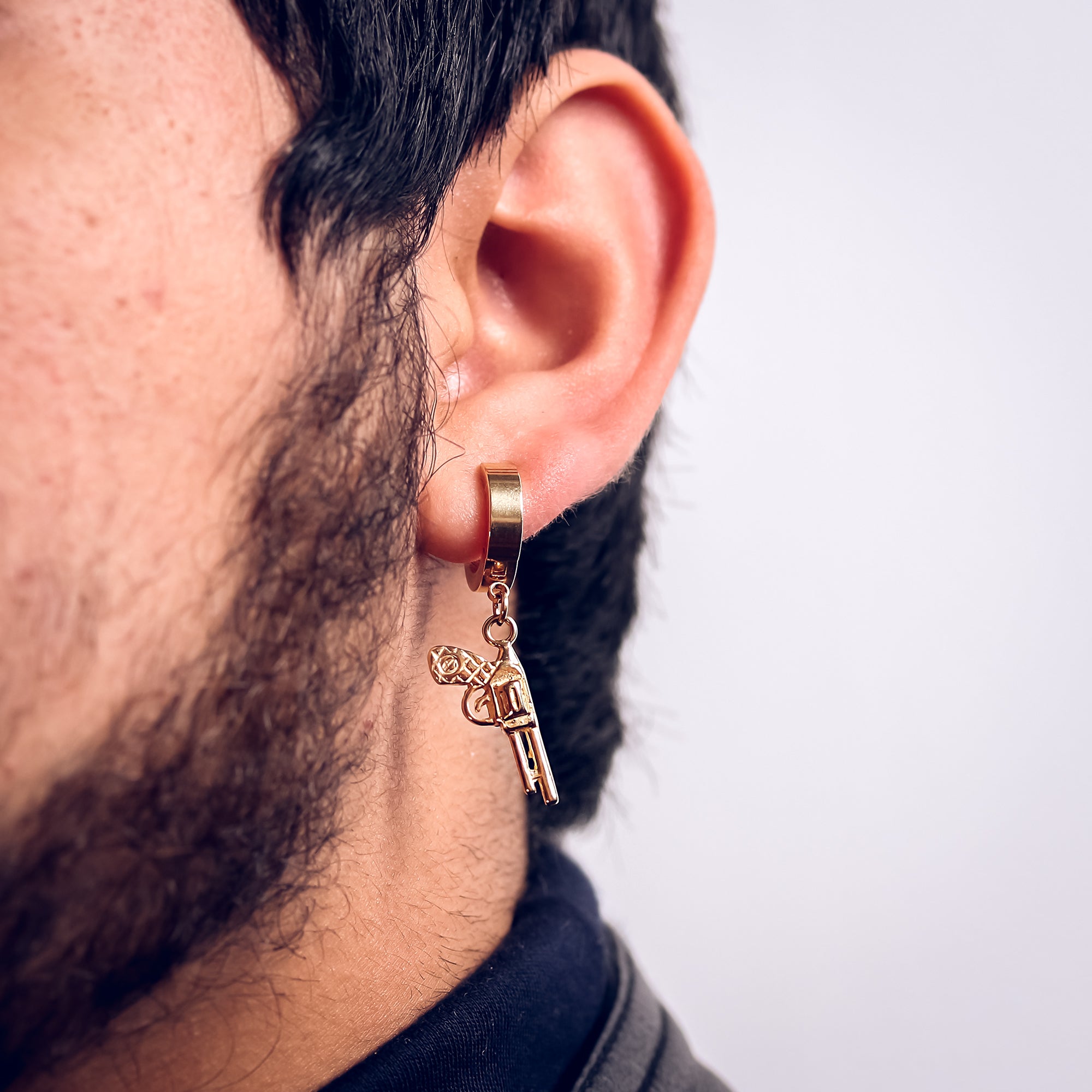 Revolver Hoop Earring Gold Stainless Steel