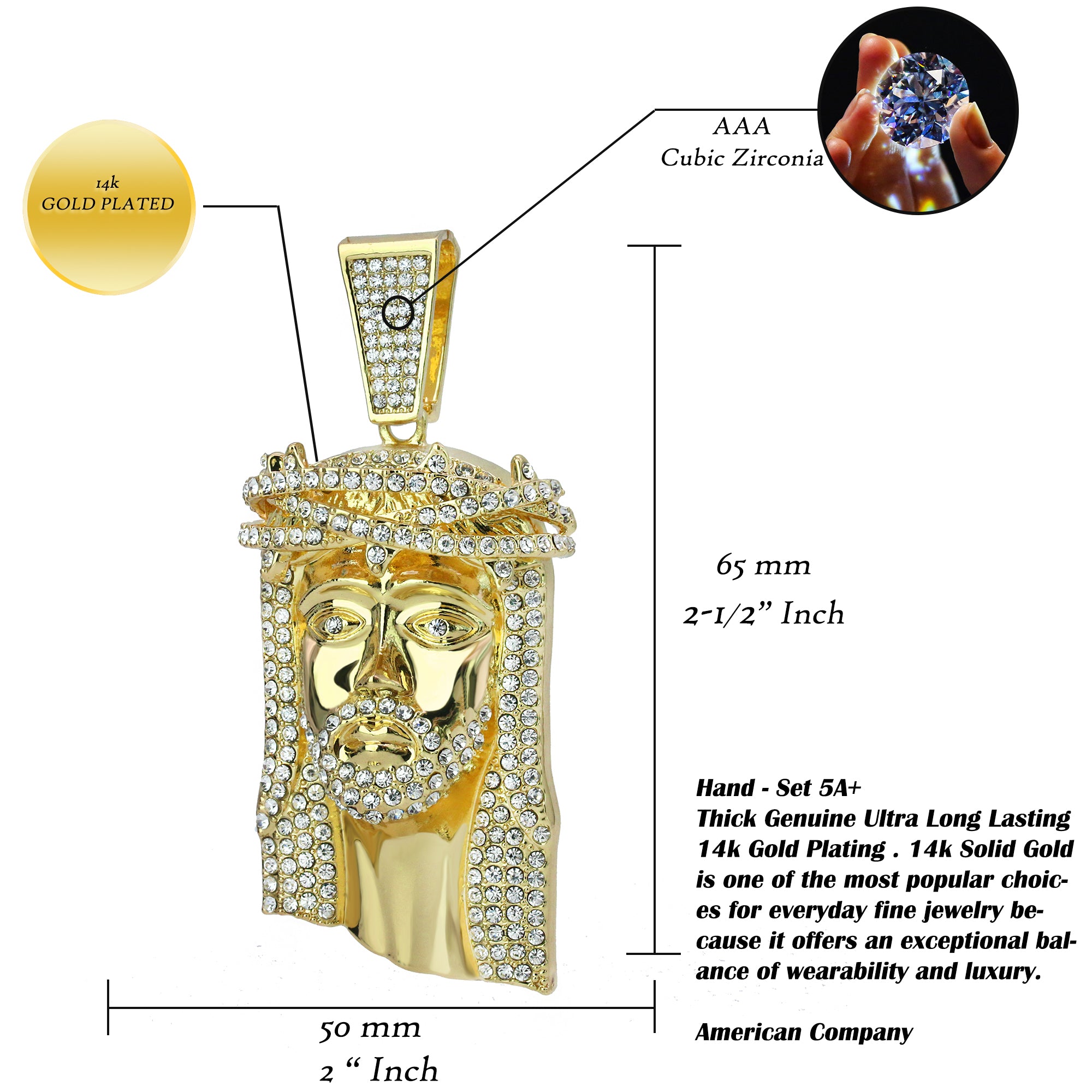 CROWN JESUS FACE PENDANT TWO 30" CUBAN CHAIN