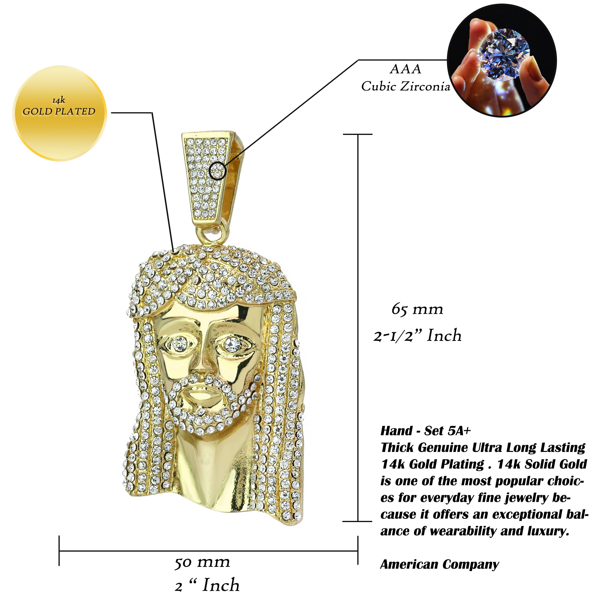 Iced Jesus Peace Face Pendant with 30" Miami Cuban Link Chain – 10mm Gold-Plated Hip Hop Necklace