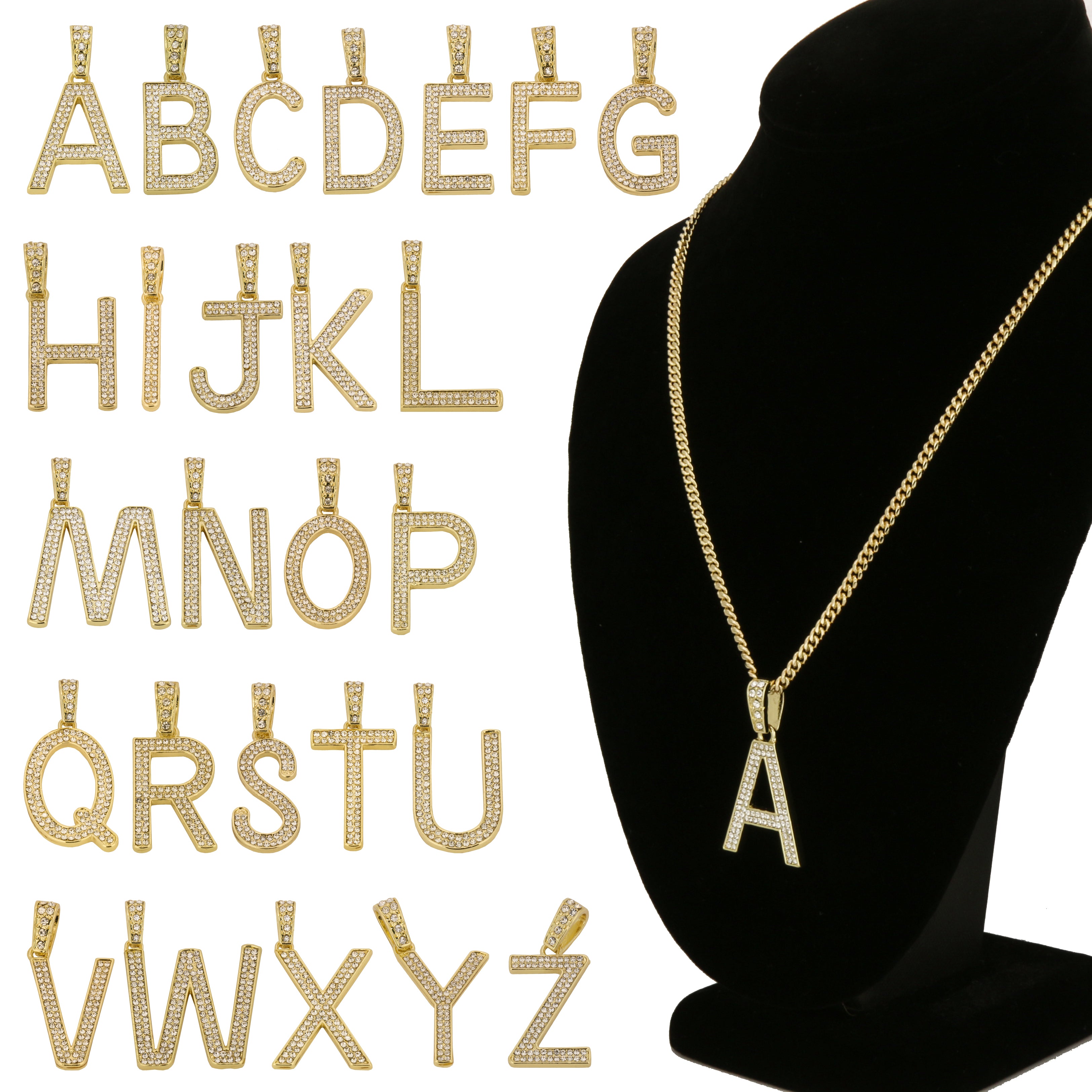 CUBAN CHAIN ALPHABET PENDANT A-Z