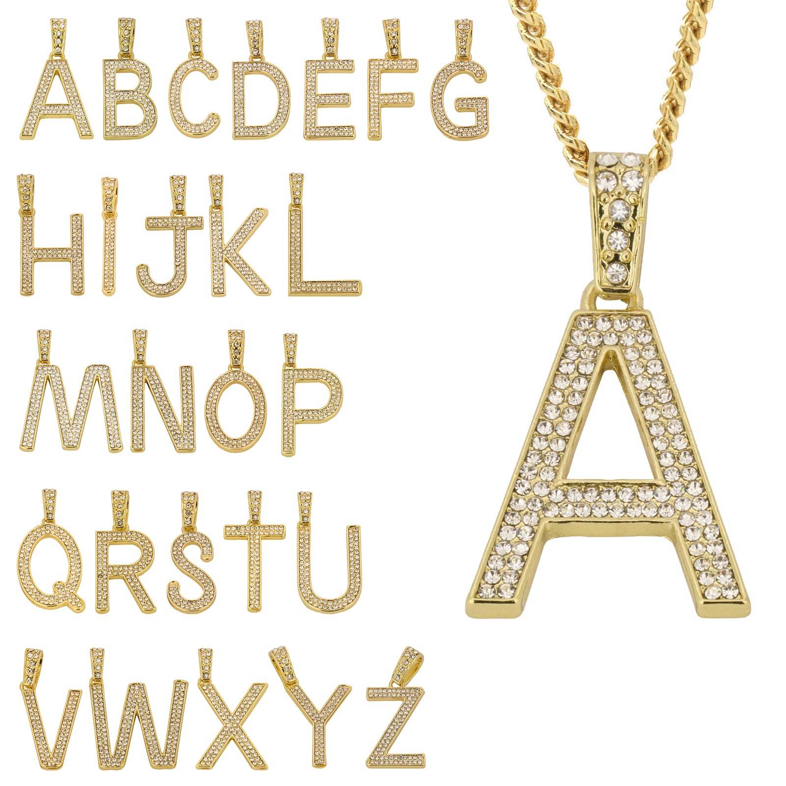 CUBAN CHAIN ALPHABET PENDANT A-Z
